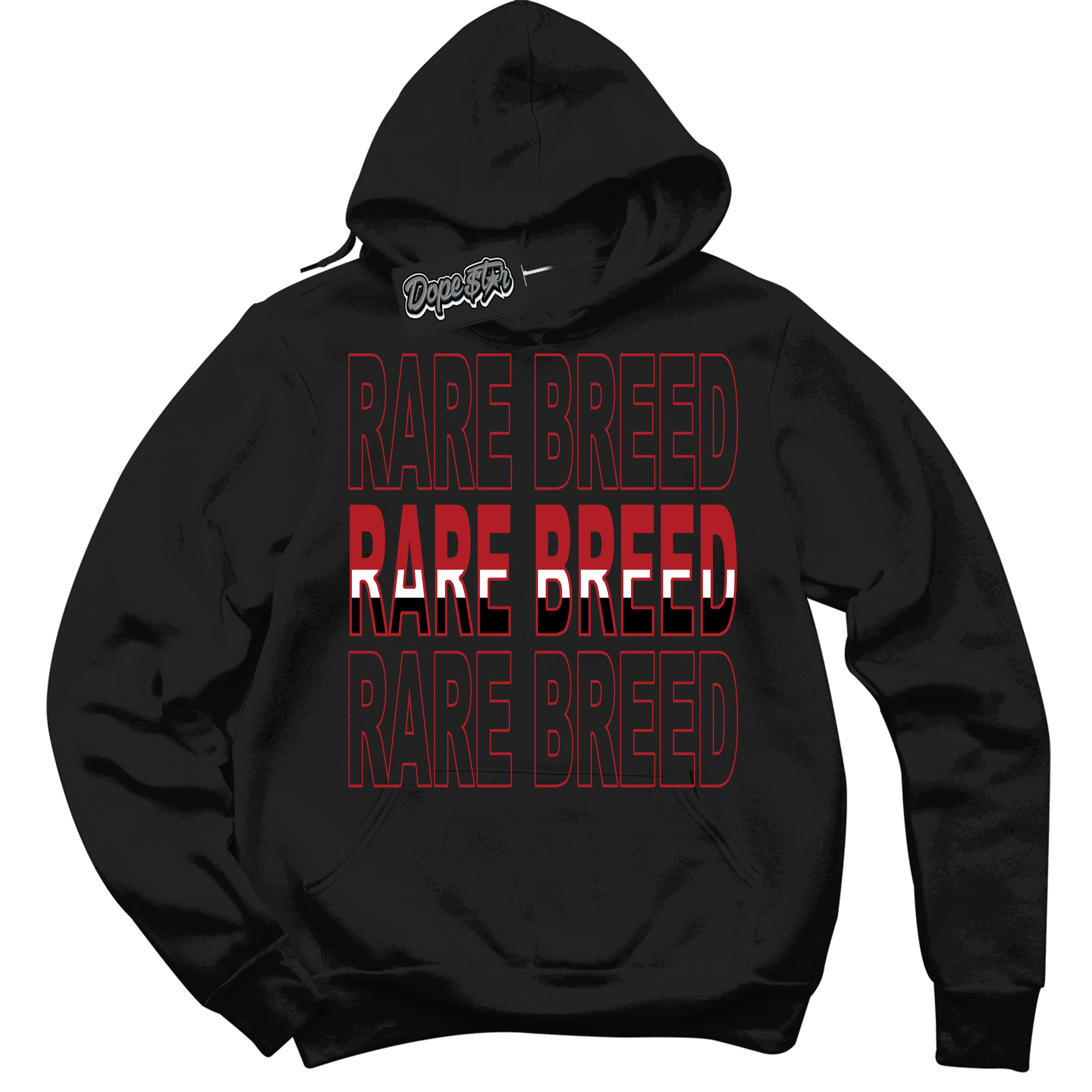 AJ1 Retro High '85 OG Bred ‘Rare Breed’ – Black Streetwear Hoodie | Sneaker Matching sweatshirt for AJ1 Retro High '85 OG Bred | Men's and Women's Streetwear Graphic Hoodie by Sneaker Shirts Outlet
