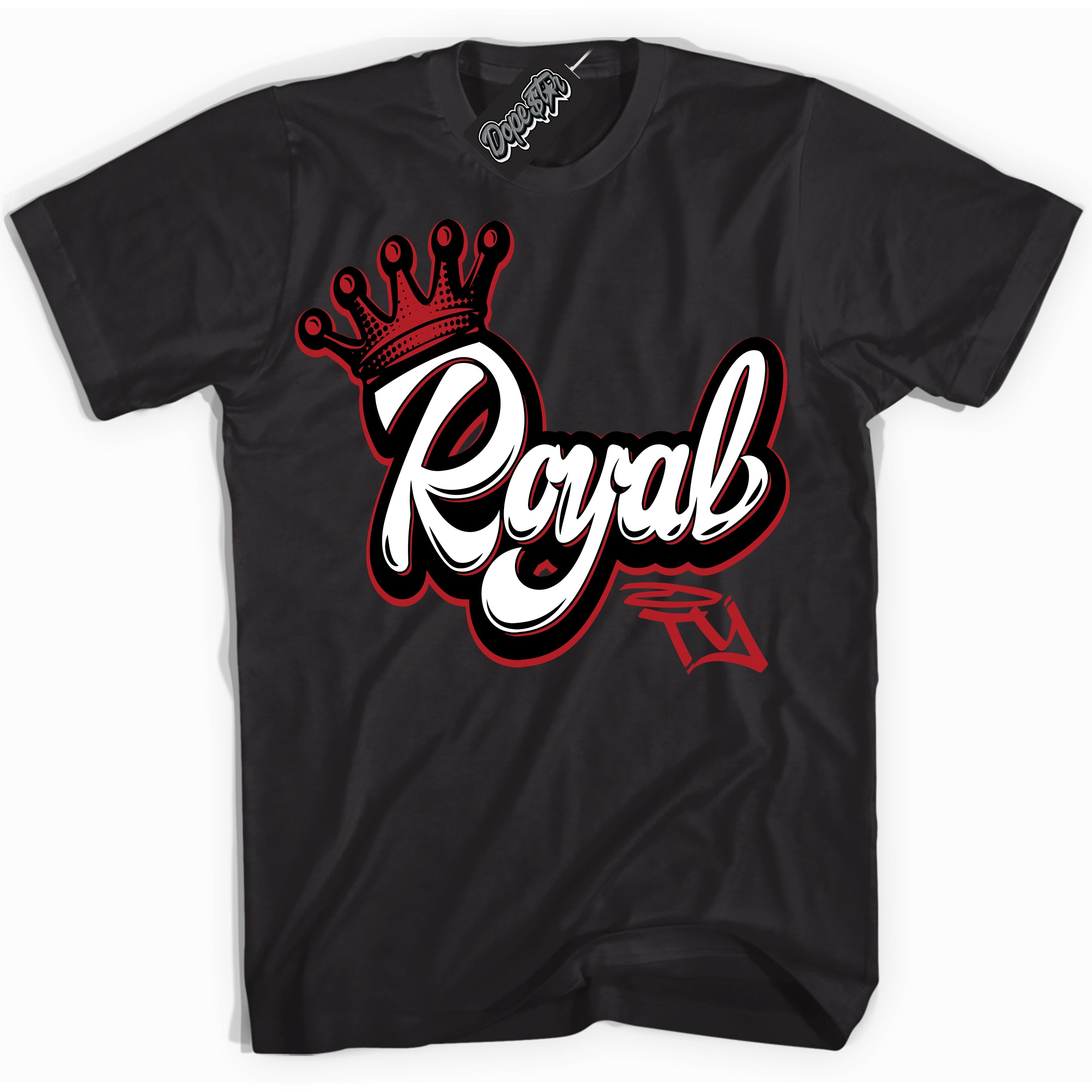 AJ1 Retro High '85 OG Bred ‘Royalty’ – Black Streetwear T-Shirt | Sneaker Matching shirt for AJ1 Retro High '85 OG Bred | Men's and Women's Streetwear Graphic Tee by Sneaker Shirts Outlet.
