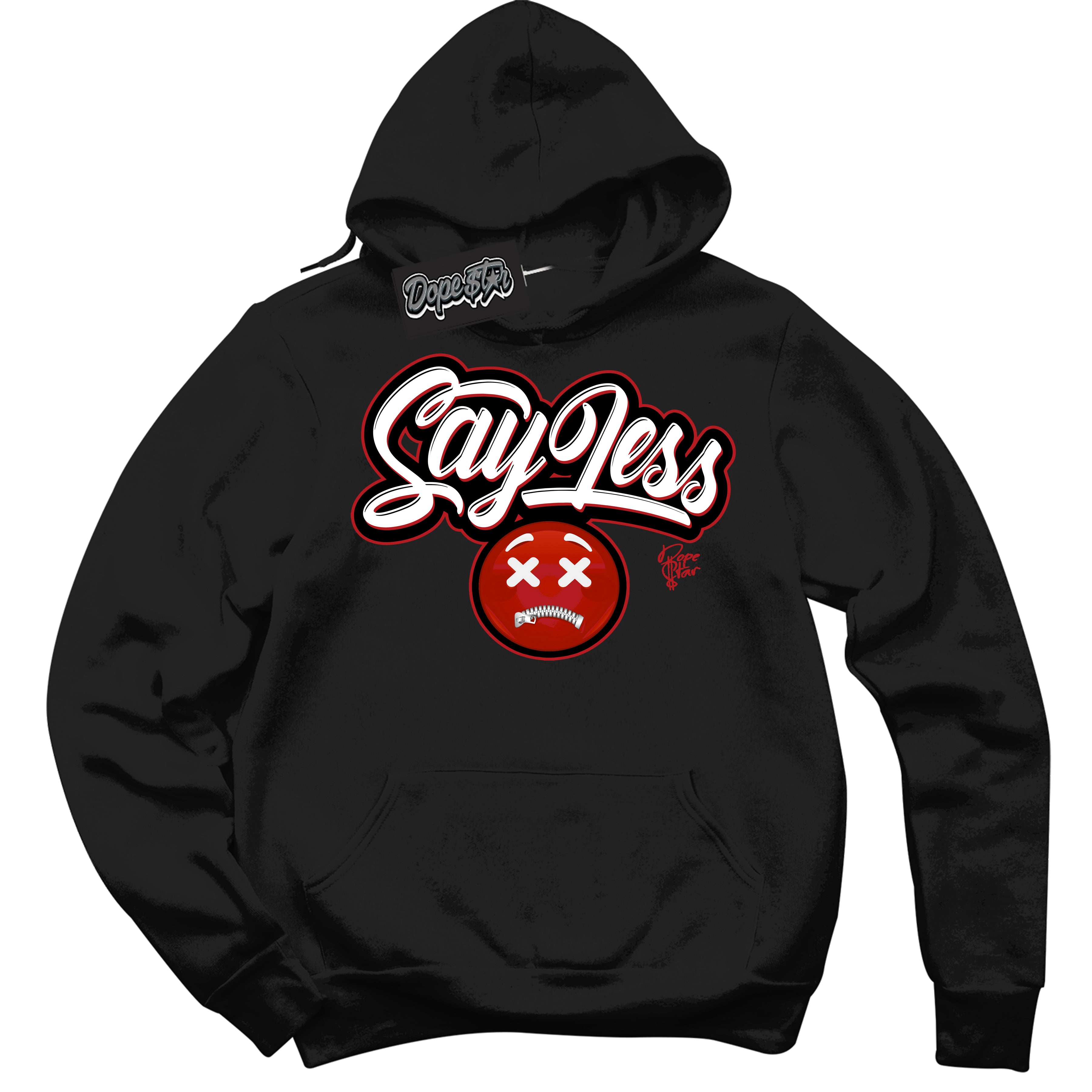 AJ1 Retro High '85 OG Bred ‘Say Less’ – Black Streetwear Hoodie | Sneaker Matching sweatshirt for AJ1 Retro High '85 OG Bred | Men's and Women's Streetwear Graphic Hoodie by Sneaker Shirts Outlet
