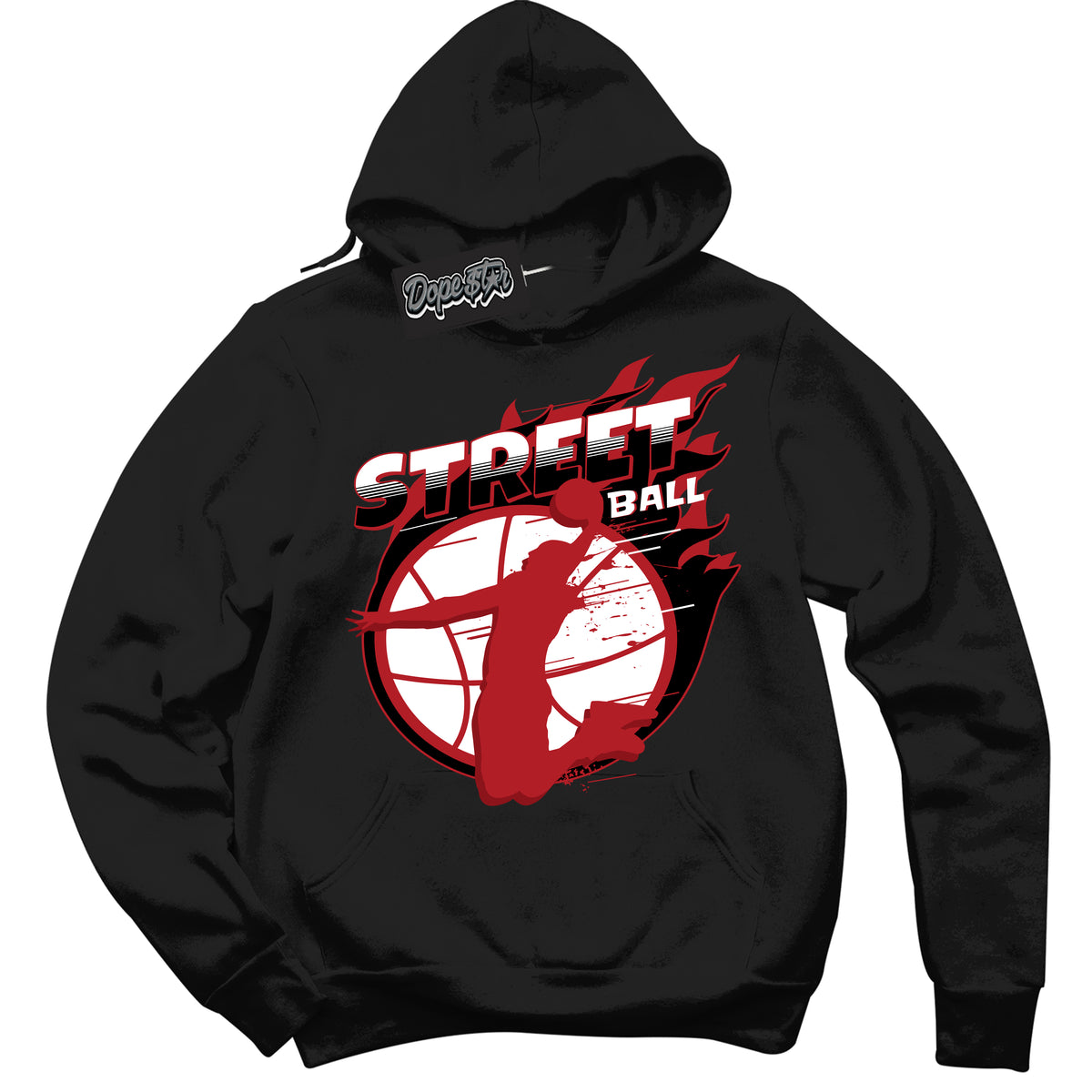 AJ1 Retro High '85 OG Bred ‘Street ball’ – Black Streetwear Hoodie | Sneaker Matching sweatshirt for AJ1 Retro High '85 OG Bred | Men's and Women's Streetwear Graphic Hoodie by Sneaker Shirts Outlet
