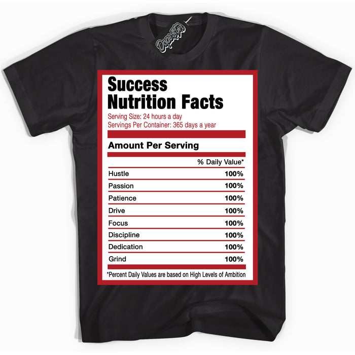 AJ1 Retro High '85 OG Bred ‘Success Nutrition – Black Streetwear T-Shirt | Sneaker Matching shirt for AJ1 Retro High '85 OG Bred | Men's and Women's Streetwear Graphic Tee by Sneaker Shirts Outlet.
