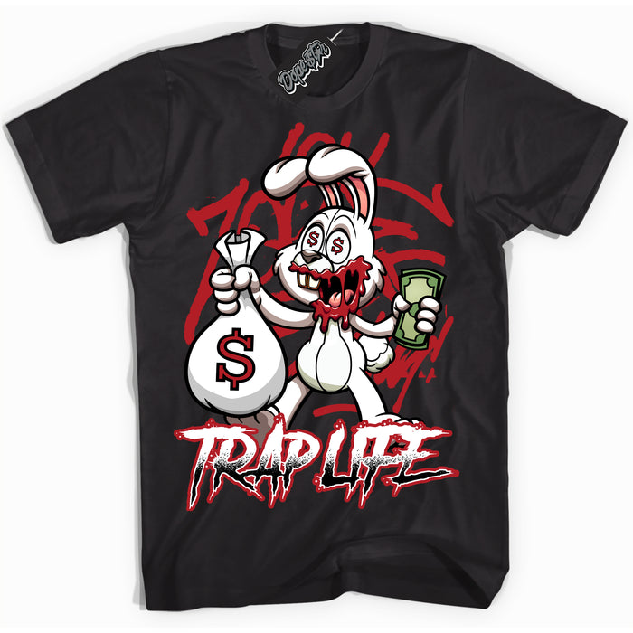AJ1 Retro High '85 OG Bred ‘Trap Rabbit’ – Black Streetwear T-Shirt | Sneaker Matching shirt for AJ1 Retro High '85 OG Bred | Men's and Women's Streetwear Graphic Tee by Sneaker Shirts Outlet.
