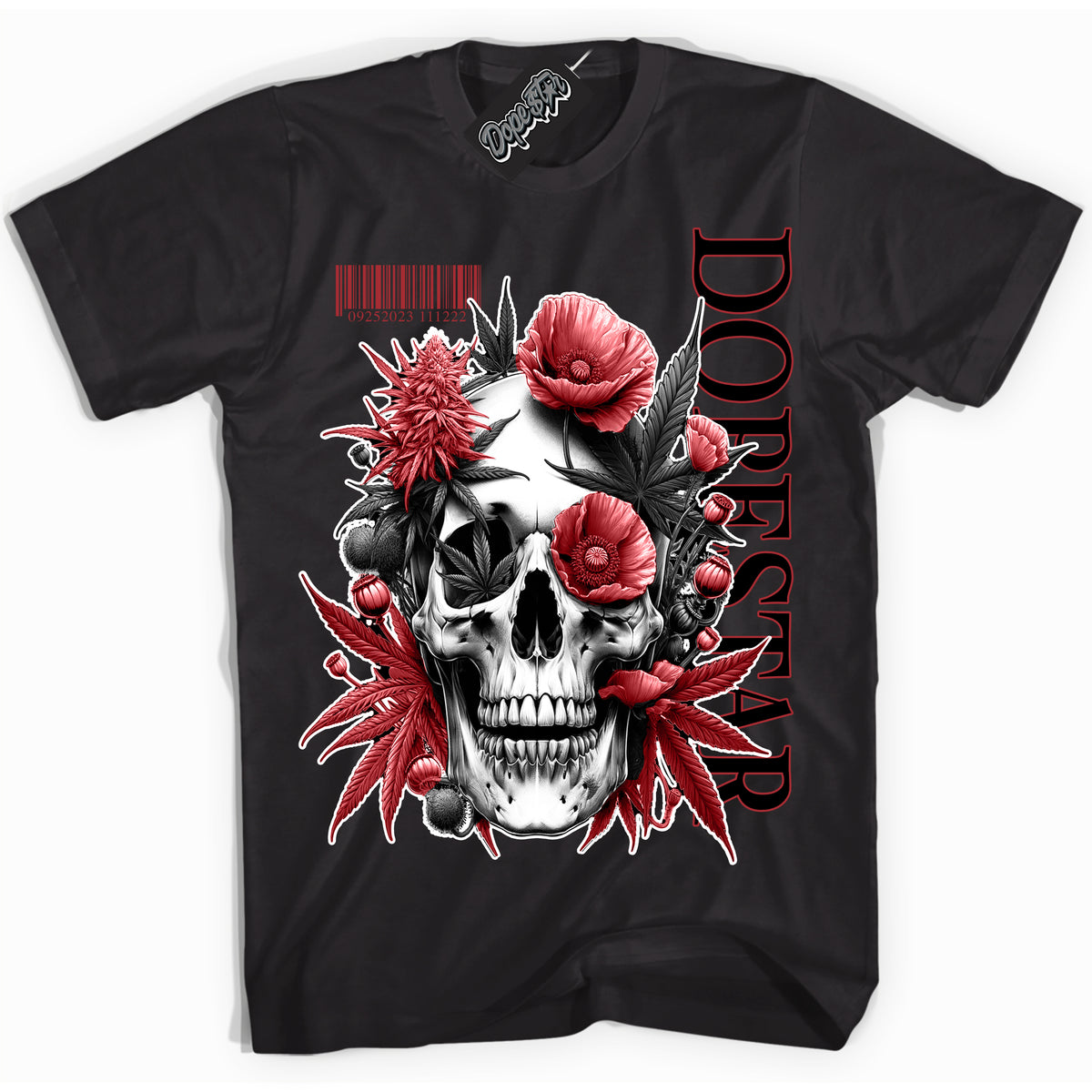 AJ1 Retro High OG Black Toe Reimagined 'Skull Poppies' Shirt - Black Streetwear Mockup | Sneakerhead T-shirt Matching Black Toe Reimagined AJ1 Highs| Limited Edition Jordan 1 Retro High OG Black Toe Reimagined Shirt for Men & Women | Drip with Your Black Toe Reimagined 1s Kicks | Sneakerhead Fashion Must-Have.