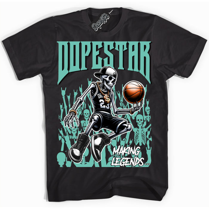 Cool Black Shirt with “ Making Legends ” design that perfectly matches Green Glow 1s Sneakers.