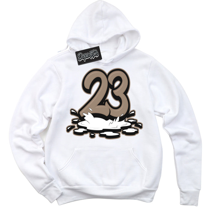 Cool White Hoodie with “ 23 Melting ”  design that Perfectly Matches  Latte 1s Sneakers.