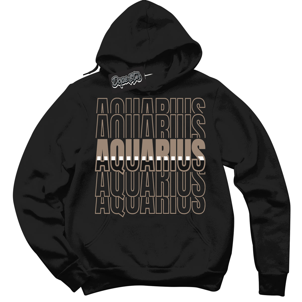 Cool Black Hoodie with “ Aquarius ”  design that Perfectly Matches  Latte 1s Sneakers.