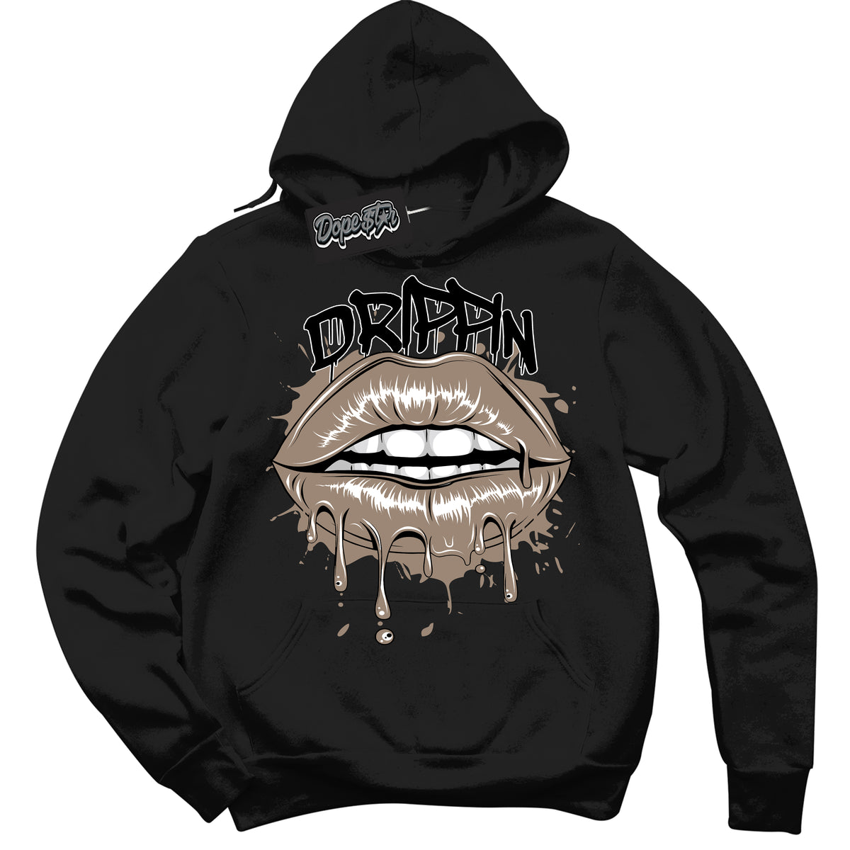 Cool Black Hoodie with “ Drippin ”  design that Perfectly Matches  Latte 1s Sneakers.