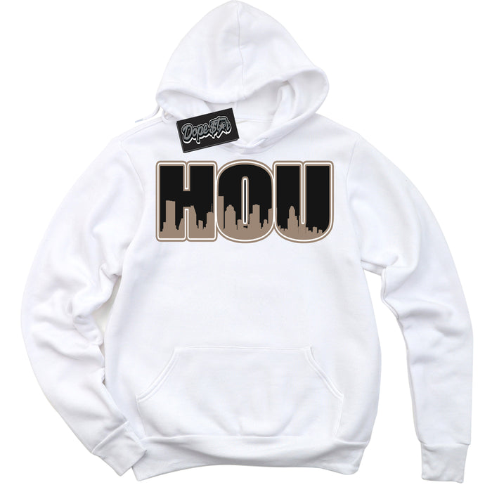 Cool White Hoodie with “ Houston ”  design that Perfectly Matches  Latte 1s Sneakers.