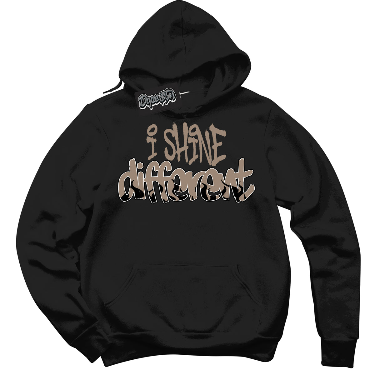 Cool Black Hoodie with “ I Shine Different ”  design that Perfectly Matches  Latte 1s Sneakers.