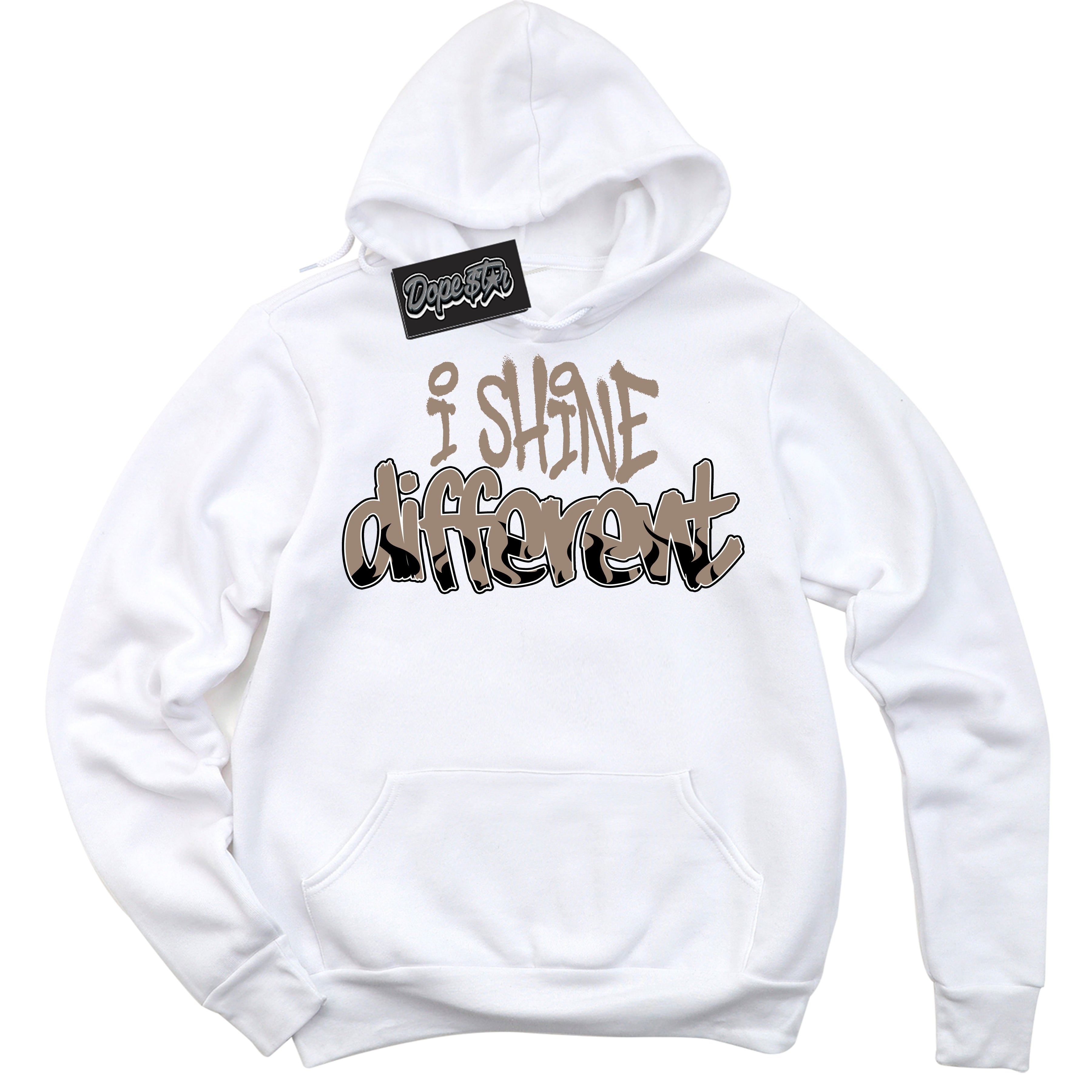Cool White Hoodie with “ I Shine Different ”  design that Perfectly Matches  Latte 1s Sneakers.