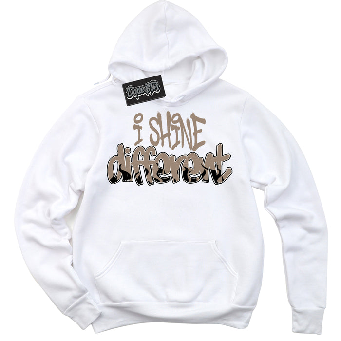 Cool White Hoodie with “ I Shine Different ”  design that Perfectly Matches  Latte 1s Sneakers.