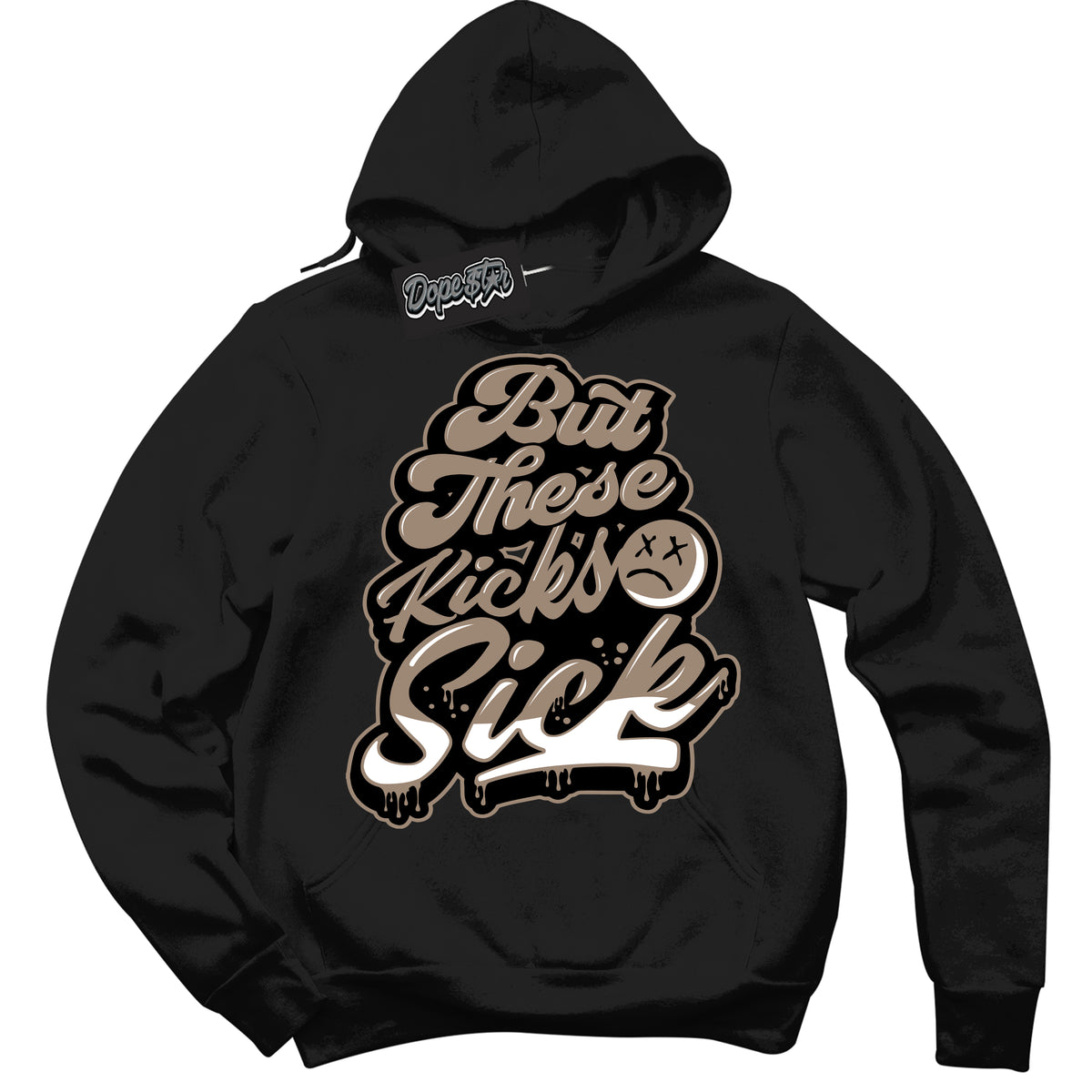 Cool Black Hoodie with “ Kick Sick ”  design that Perfectly Matches  Latte 1s Sneakers.