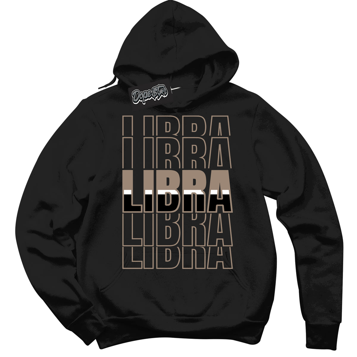 Cool Black Hoodie with “ Libra ”  design that Perfectly Matches  Latte 1s Sneakers.
