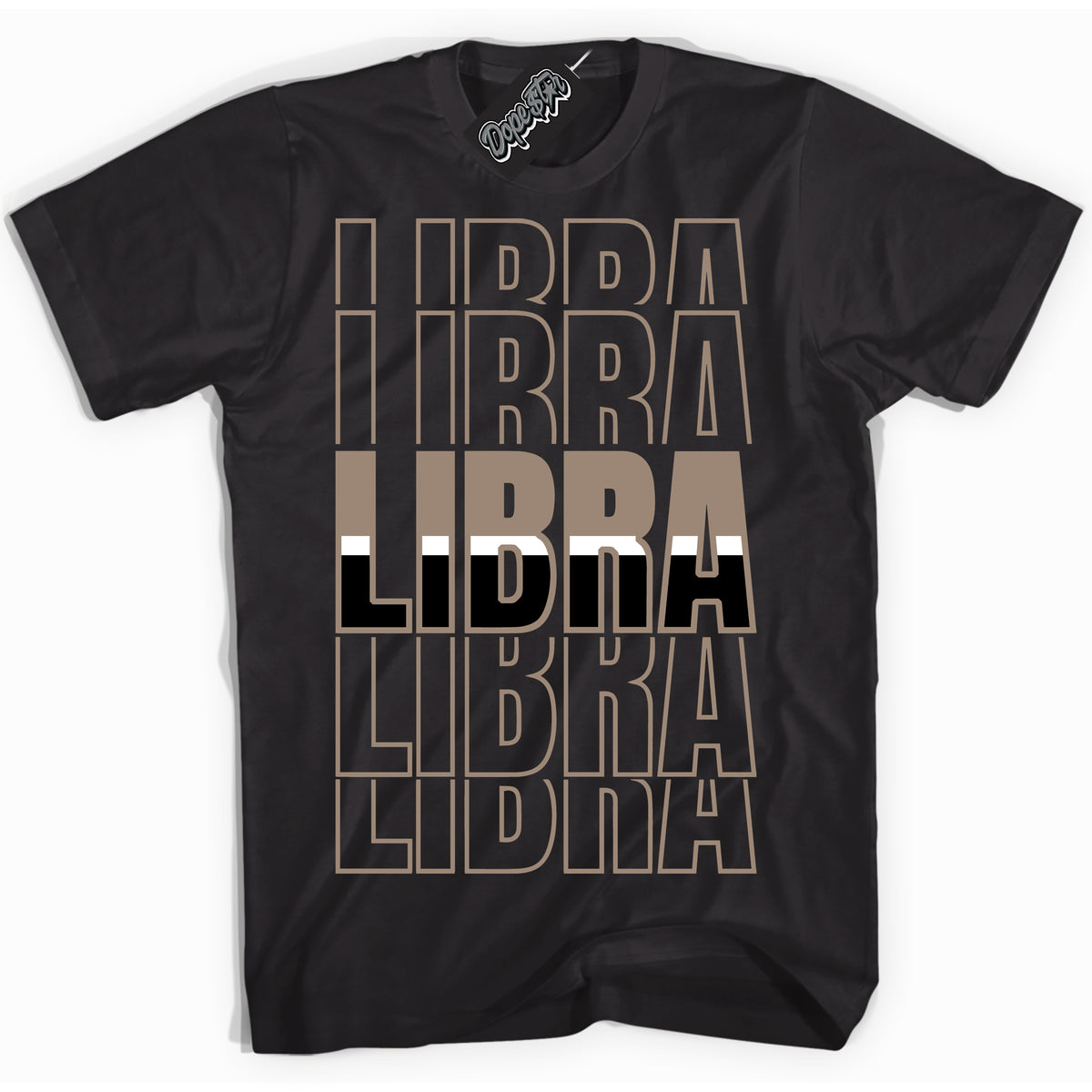 Cool Black Shirt with “ Libra ” design that perfectly matches Latte 1s Sneakers.