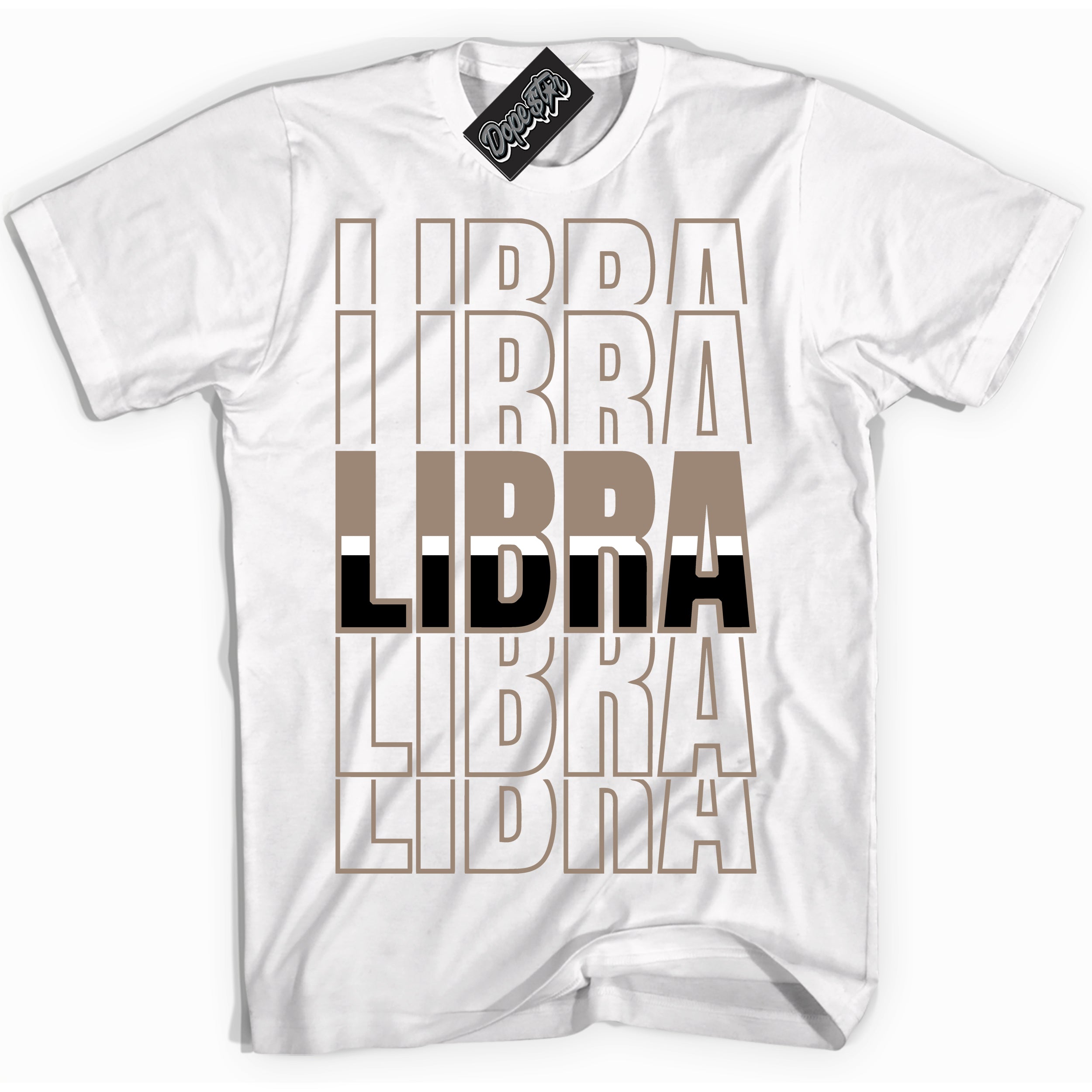 Cool White Shirt with “ Libra ” design that perfectly matches Latte 1s Sneakers.