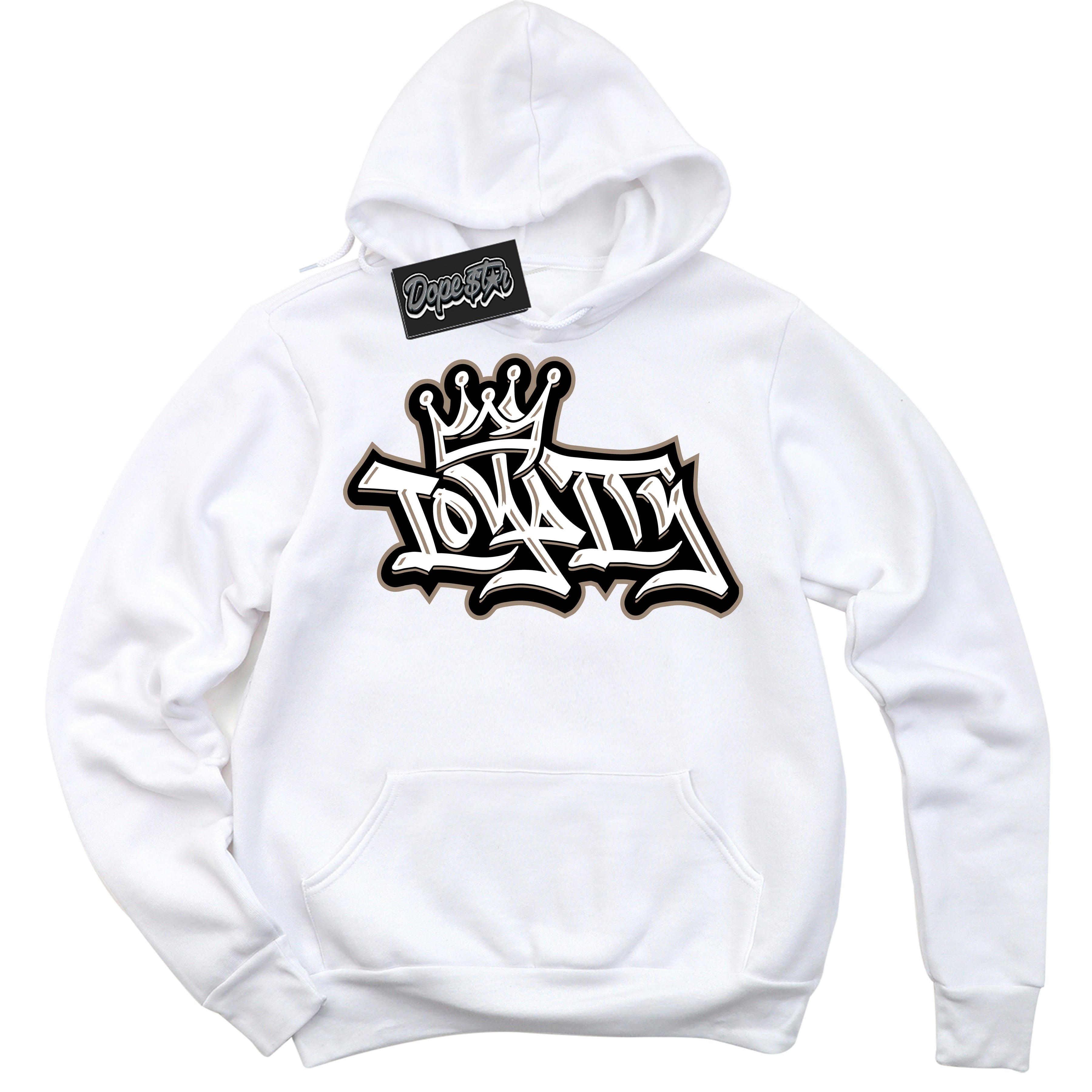 Cool White Hoodie with “ Loyalty Crown ”  design that Perfectly Matches  Latte 1s Sneakers.