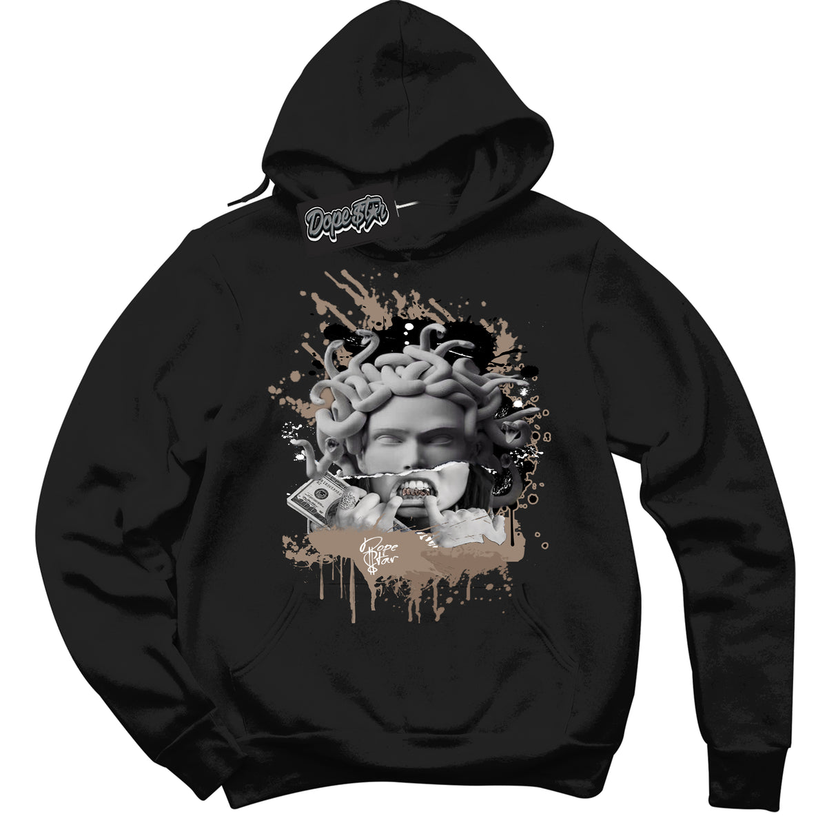 Cool Black Hoodie with “ Medusa ”  design that Perfectly Matches  Latte 1s Sneakers.