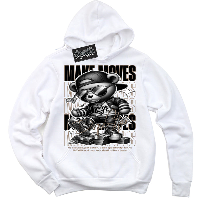 Cool White Hoodie with “ Makin Moves ”  design that Perfectly Matches Latte 1s Sneakers.