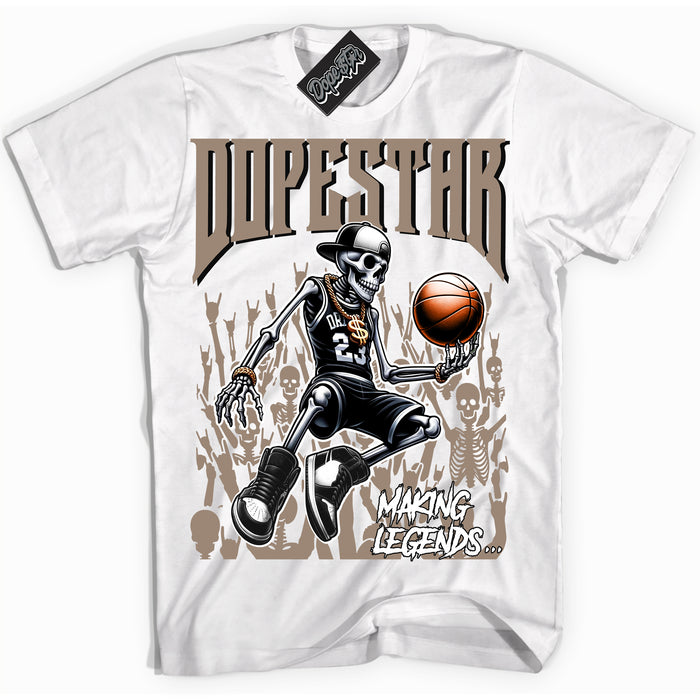 Cool White Shirt with “ Making Legends ” design that perfectly matches Latte 1s Sneakers.