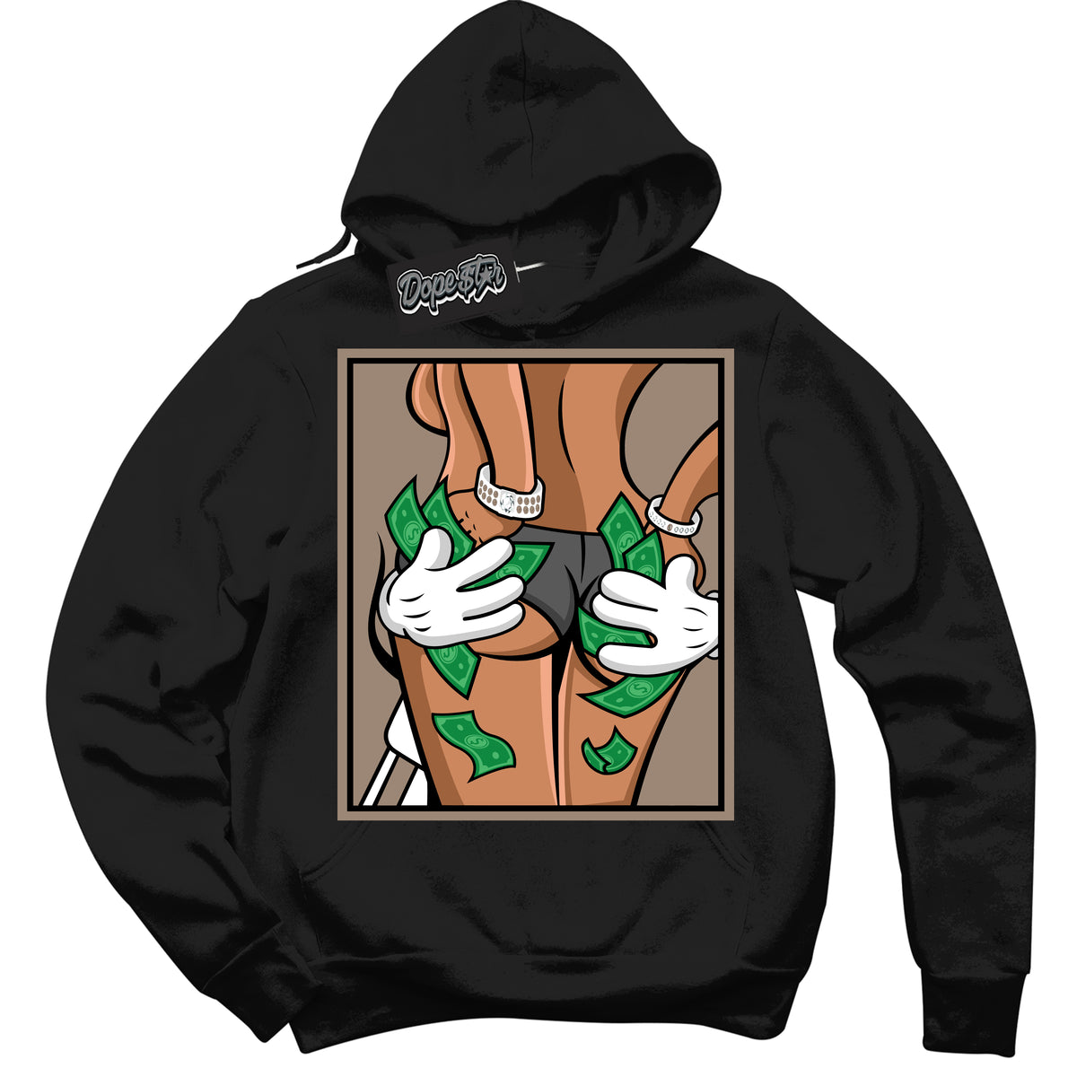 Cool Black Hoodie with “ Money Hands ”  design that Perfectly Matches  Latte 1s Sneakers.