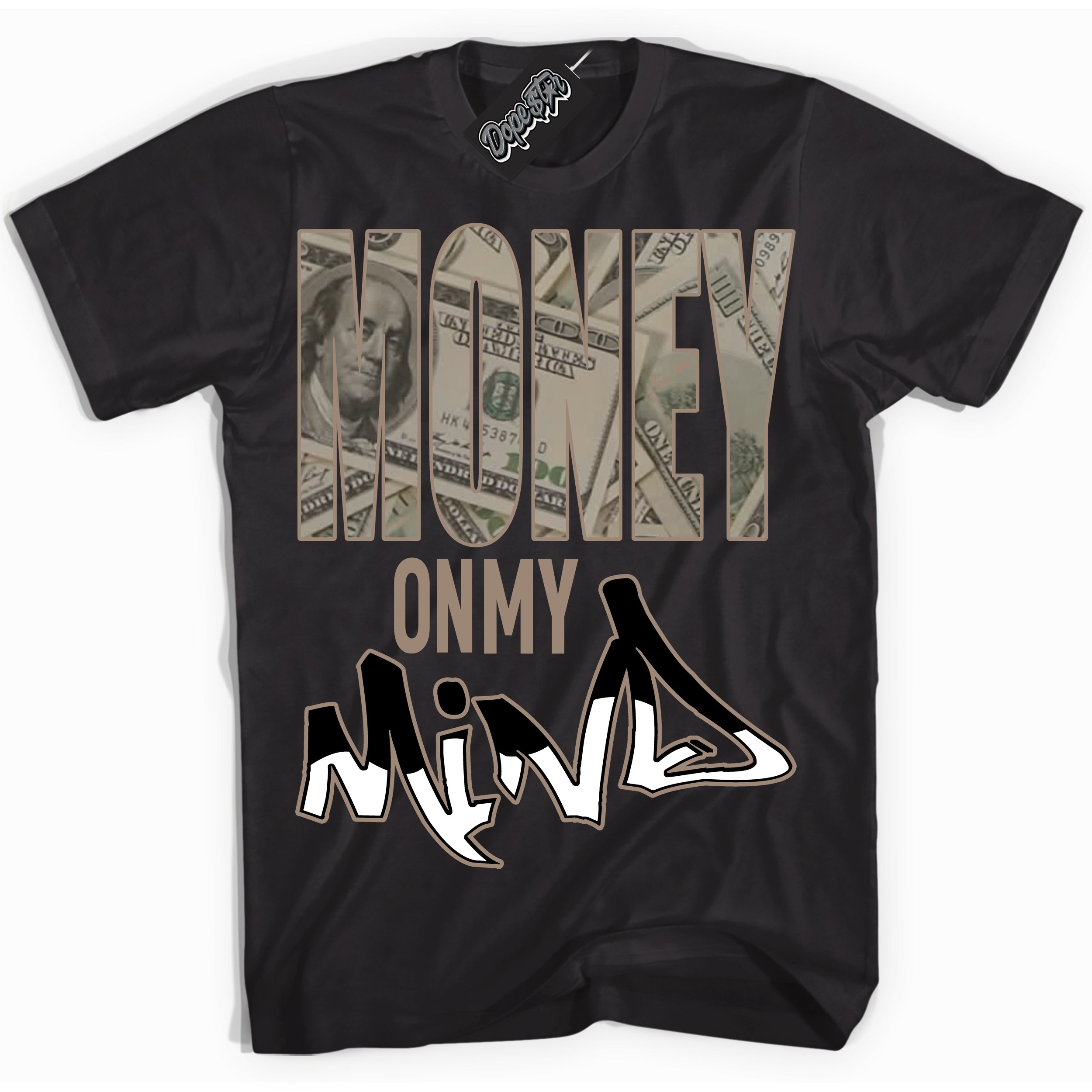 Cool Black Shirt with “ Money On My Mind ” design that perfectly matches Latte 1s Sneakers.