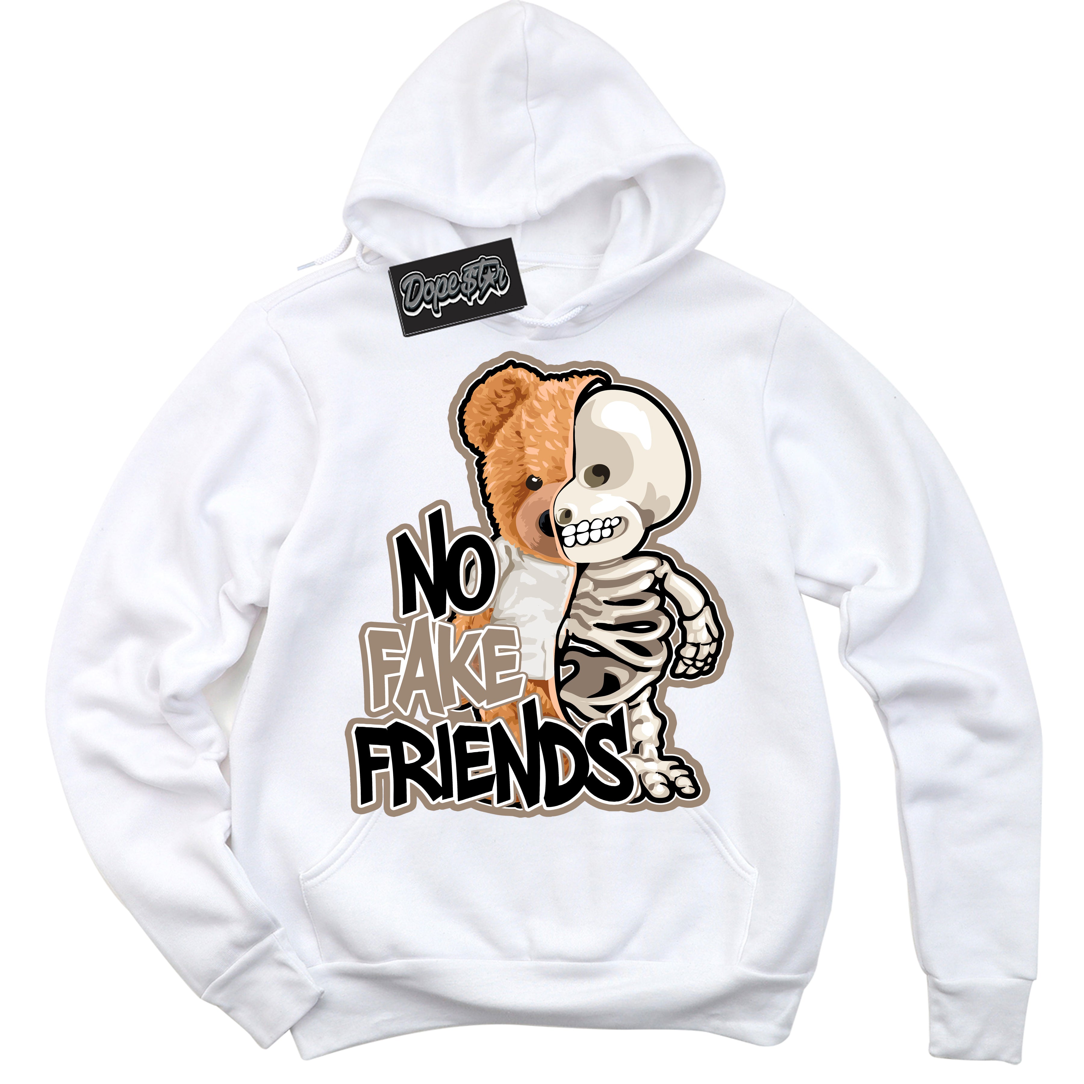 Cool White Hoodie with “ No Fake Friends ”  design that Perfectly Matches  Latte 1s Sneakers.