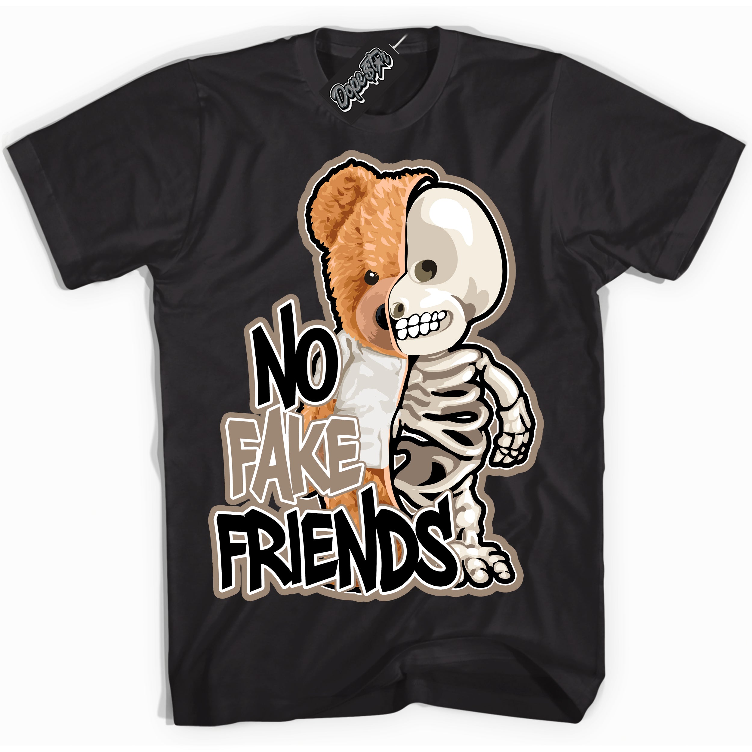 Cool Black Shirt with “ No Fake Friends ” design that perfectly matches Latte 1s Sneakers.