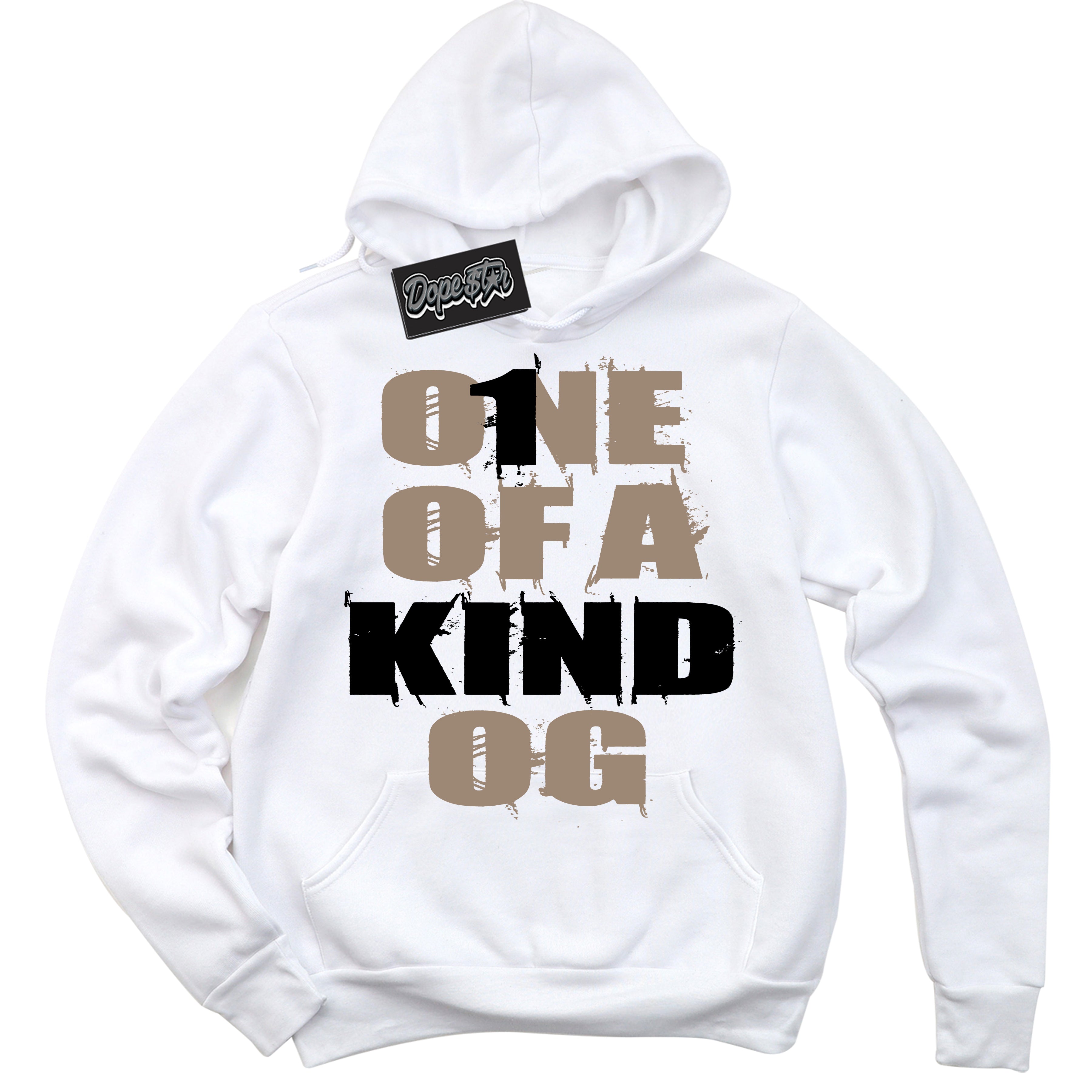 Cool White Hoodie with “ One Of A Kind ”  design that Perfectly Matches  Latte 1s Sneakers.