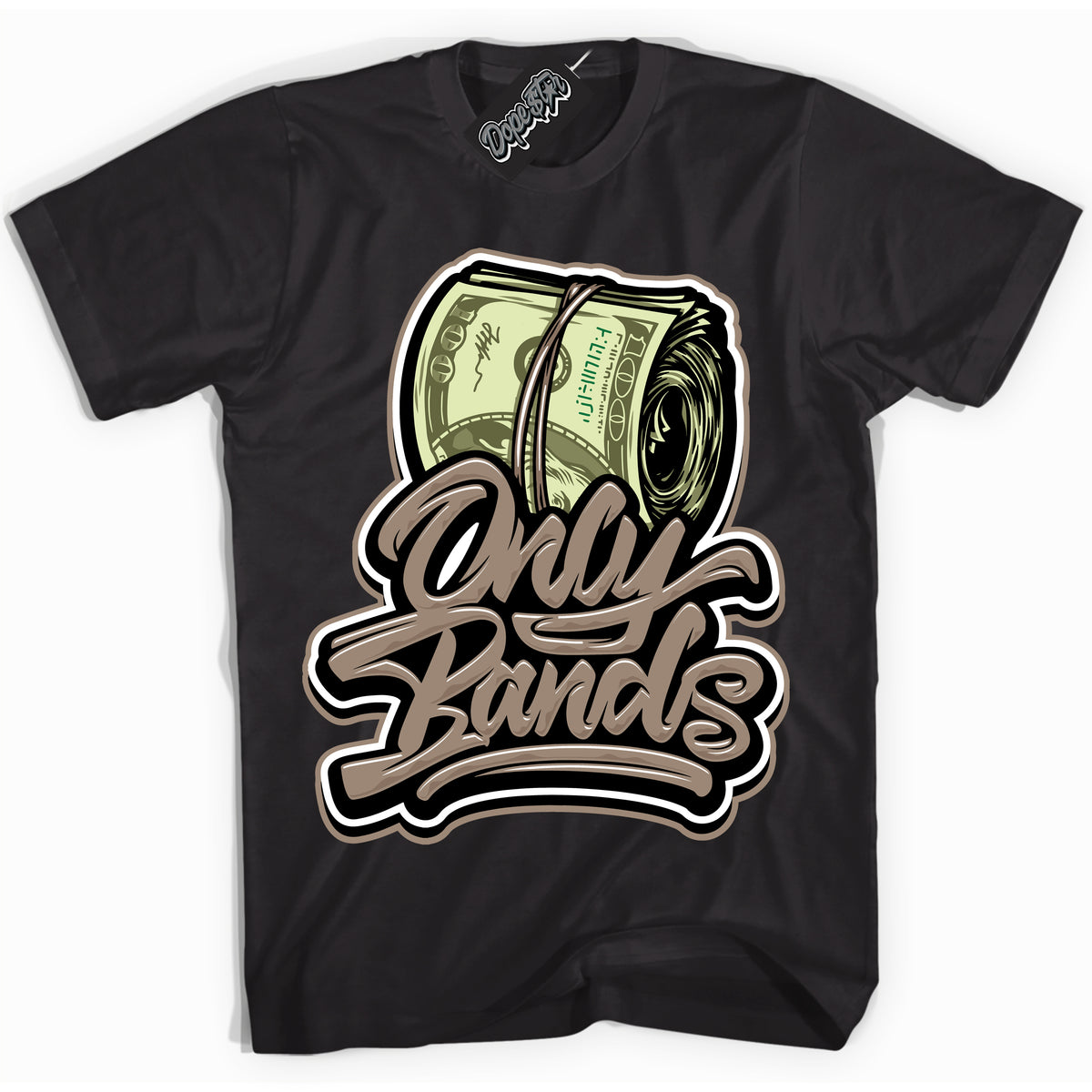 Cool Black Shirt with “ Only Bands ” design that perfectly matches Latte 1s Sneakers.