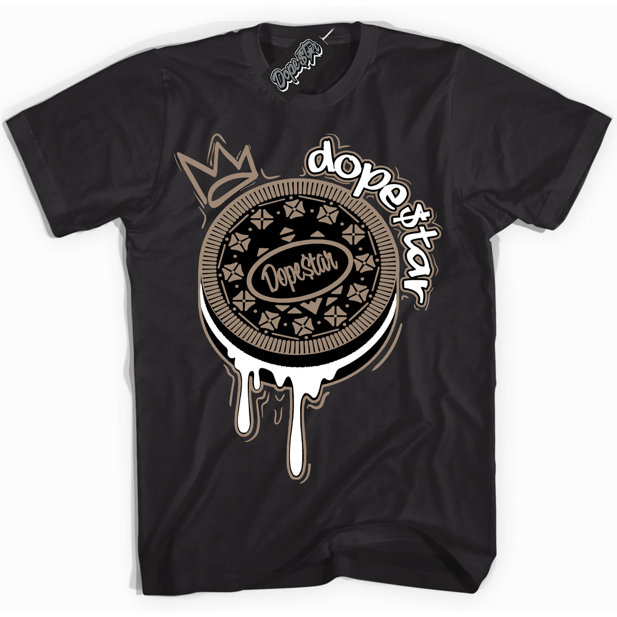 Cool Black Shirt with “ Oreo DS ” design that perfectly matches Latte 1s Sneakers.