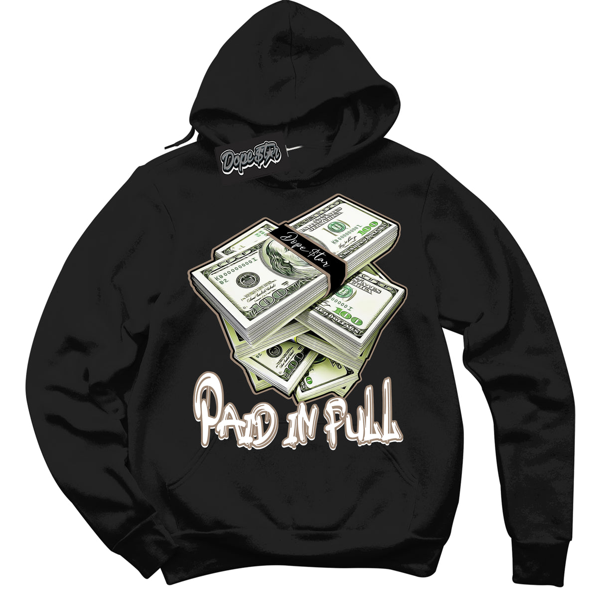 Cool Black Hoodie with “ Paid In Full ”  design that Perfectly Matches  Latte 1s Sneakers.