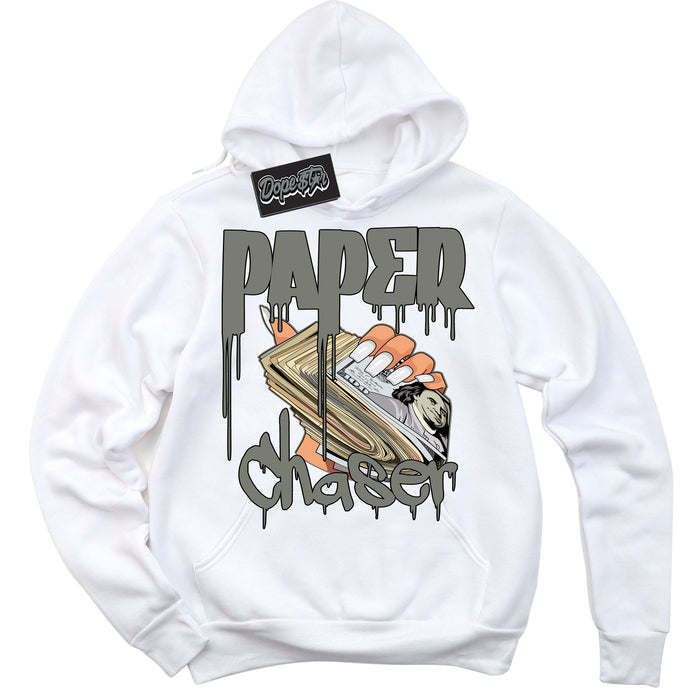 Cool White Hoodie with “ Paper Chaser ”  design that Perfectly Matches  Latte 1s Sneakers.