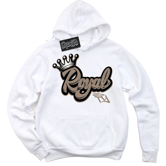 Cool White Hoodie with “ Royalty ”  design that Perfectly Matches  Latte 1s Sneakers.