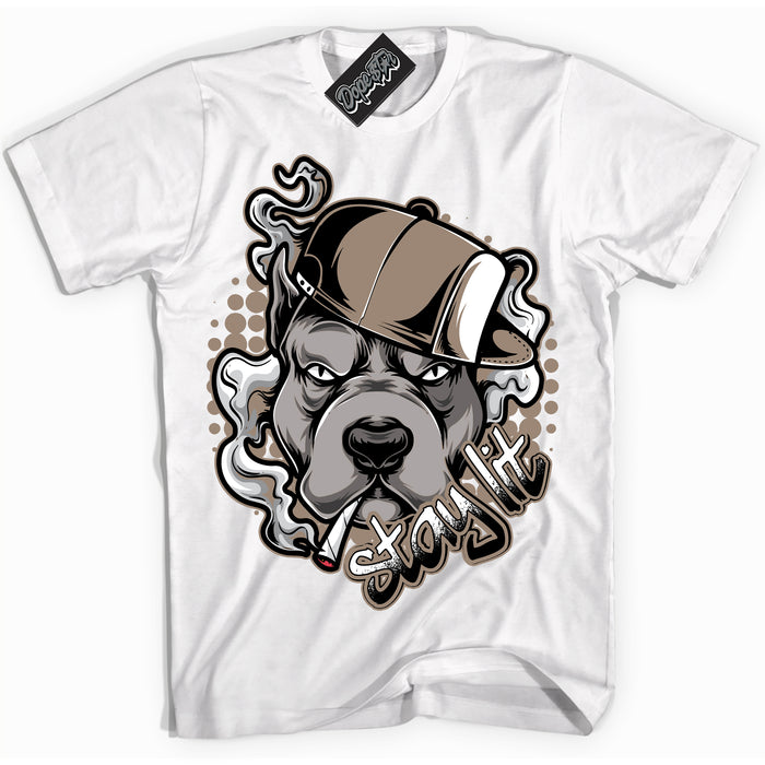Cool White Shirt with “ Stay Lit ” design that perfectly matches Latte 1s Sneakers.