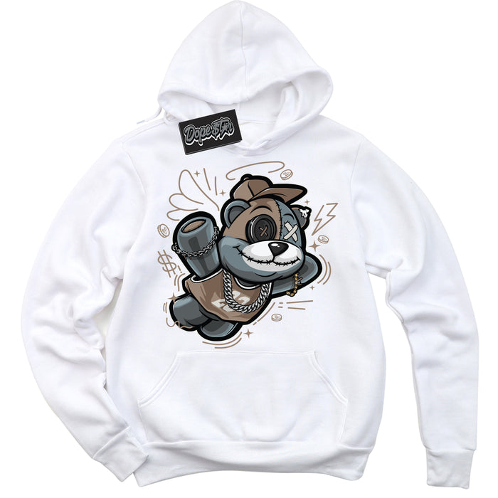 Cool White Hoodie with “ Slam Dunk Bear ”  design that Perfectly Matches  Latte 1s Sneakers.
