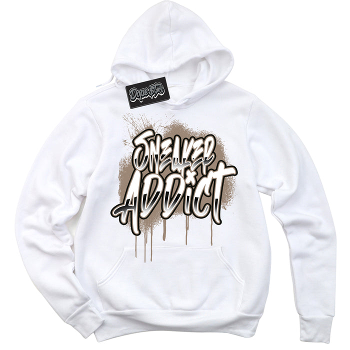Cool White Hoodie with “ Sneaker Addict ”  design that Perfectly Matches  Latte 1s Sneakers.