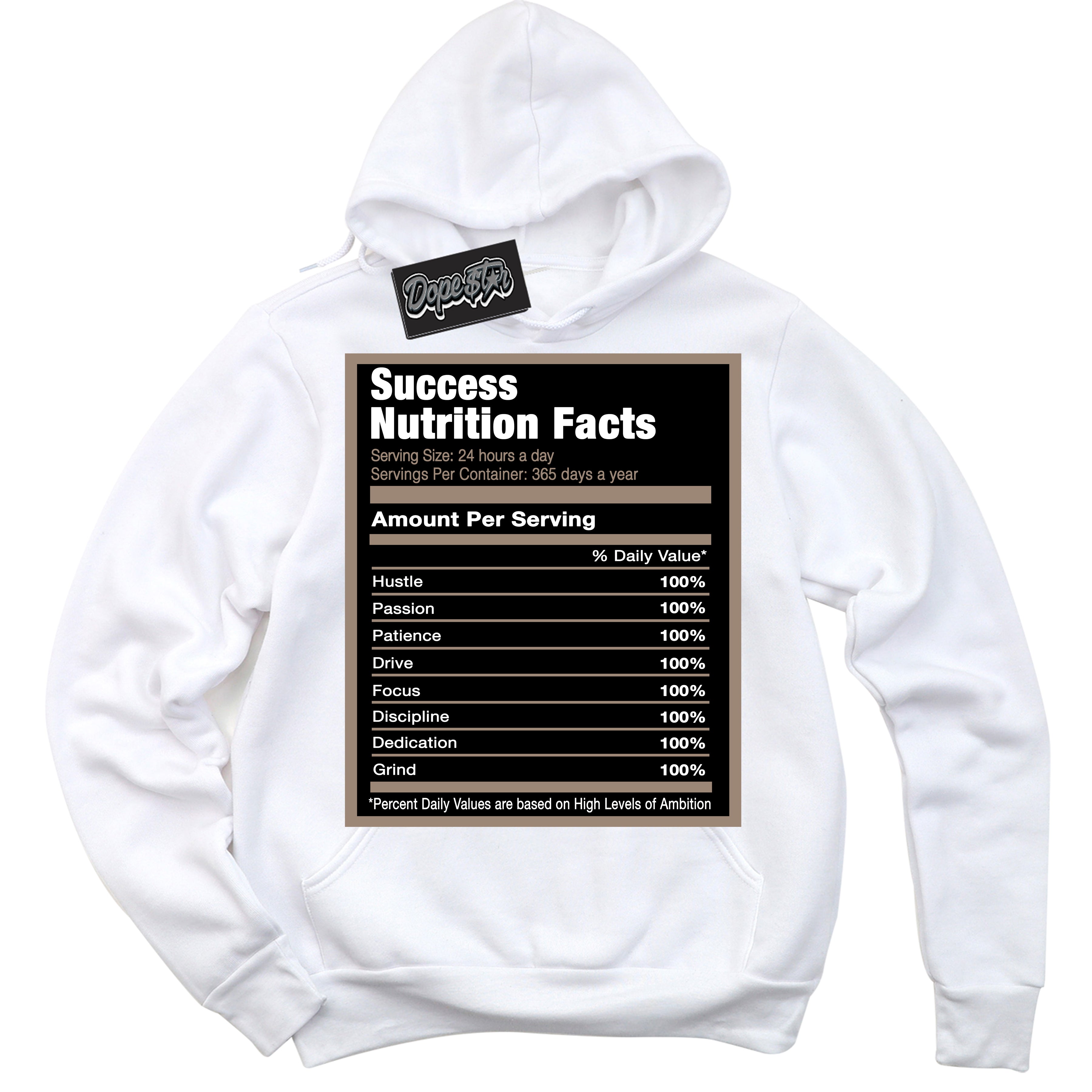 Cool White Hoodie with “ Success Nutrition ”  design that Perfectly Matches  Latte 1s Sneakers.