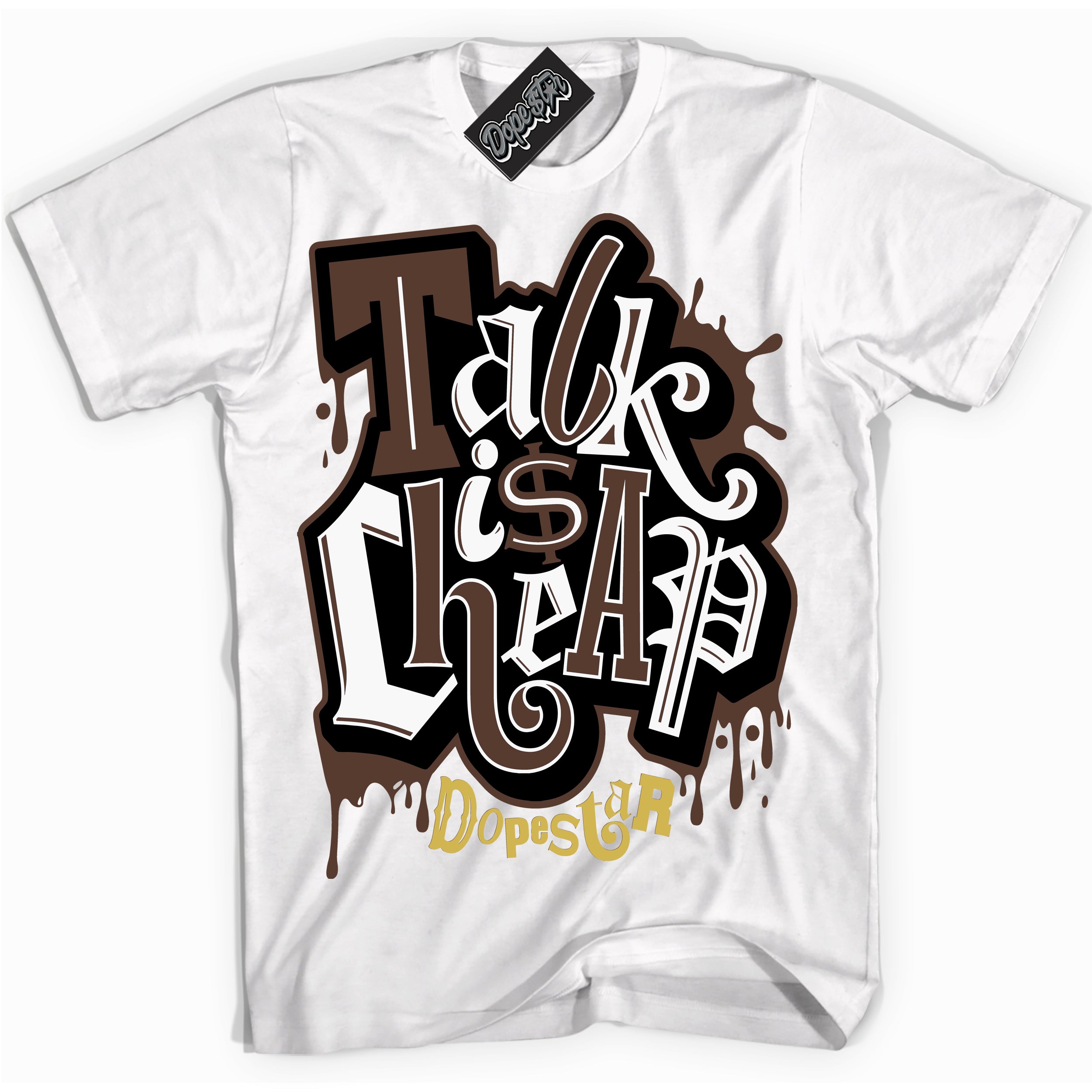 Cool White Shirt with “ Talk Is Cheap” design that perfectly matches Palomino 1s Sneakers.