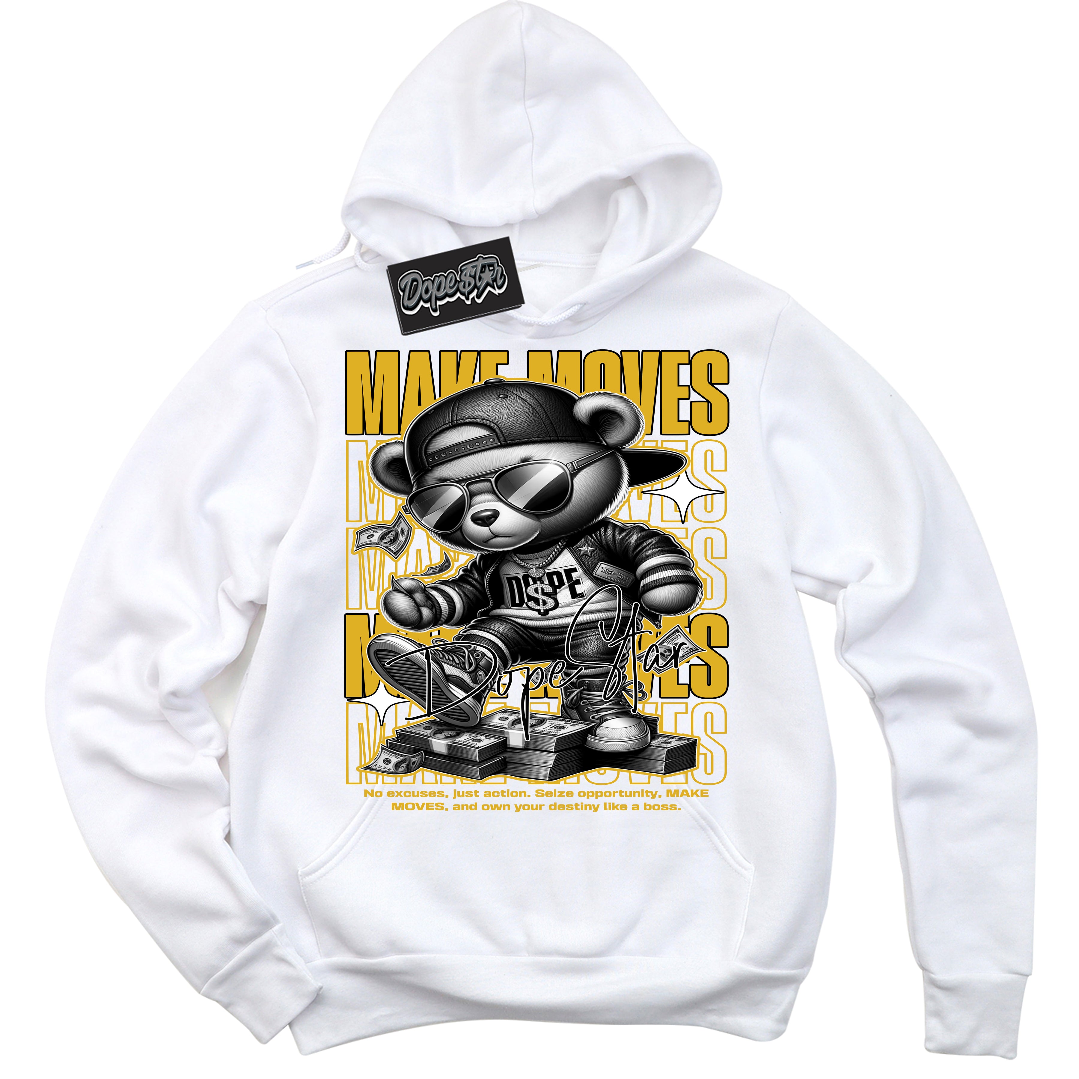 Cool White Hoodie with “ Makin Moves ”  design that Perfectly Matches Taxi 1s Sneakers.