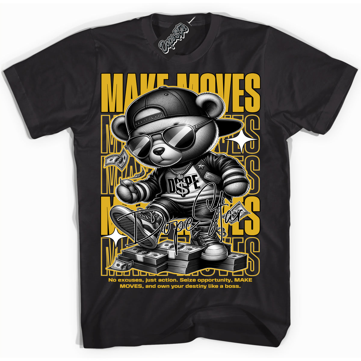 Cool Black Shirt with “ Makin Moves” design that perfectly matches Taxi 1s Sneakers.