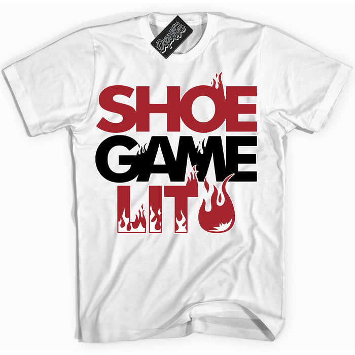 Cool White Shirt with “ Shoe Game Lit ” design that perfectly matches Black Toe 1s Sneakers.
