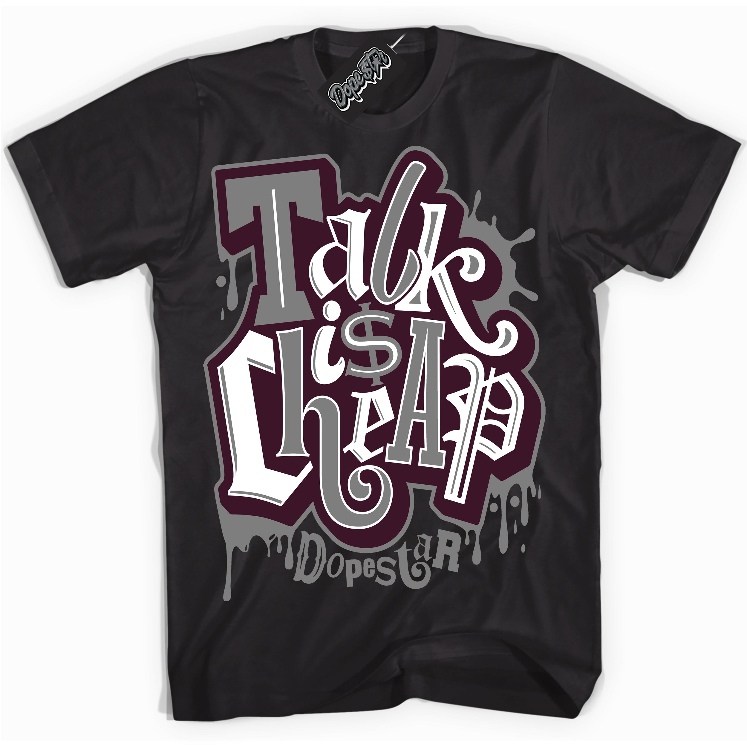 Cool Black Shirt with “ Talk Is Cheap” design that perfectly matches Black Toe 1s Sneakers.