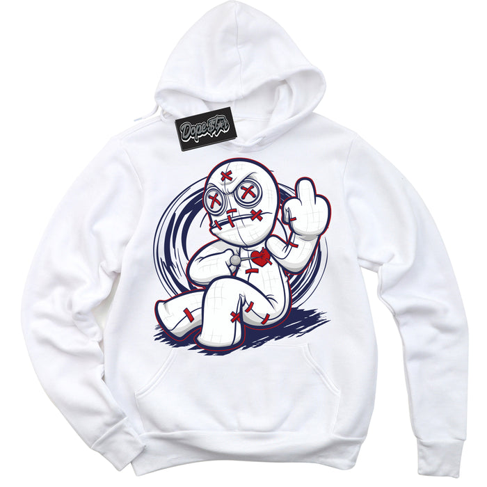 Cool White Hoodie with “Voodoo Doll” design that Perfectly Matches Howard University 1s Jordans.