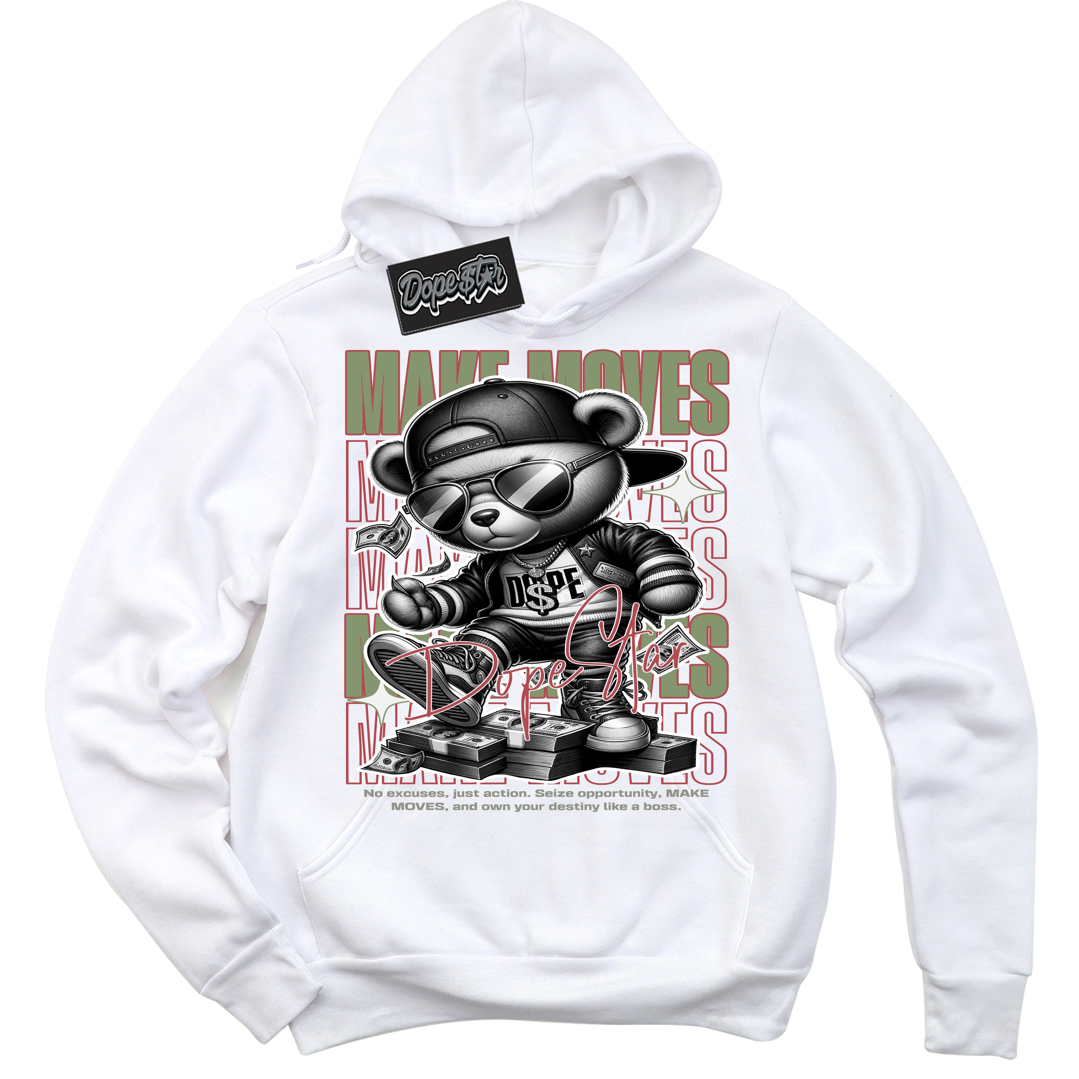 Cool White Hoodie with “ Makin Moves ”  design that Perfectly Matches Year Of The Dragon 1s Sneakers.