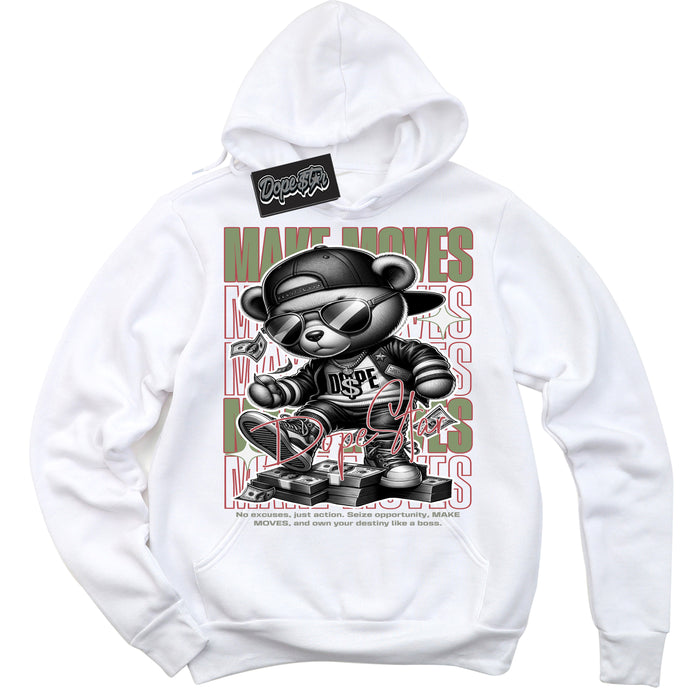 Cool White Hoodie with “ Makin Moves ”  design that Perfectly Matches Year Of The Dragon 1s Sneakers.