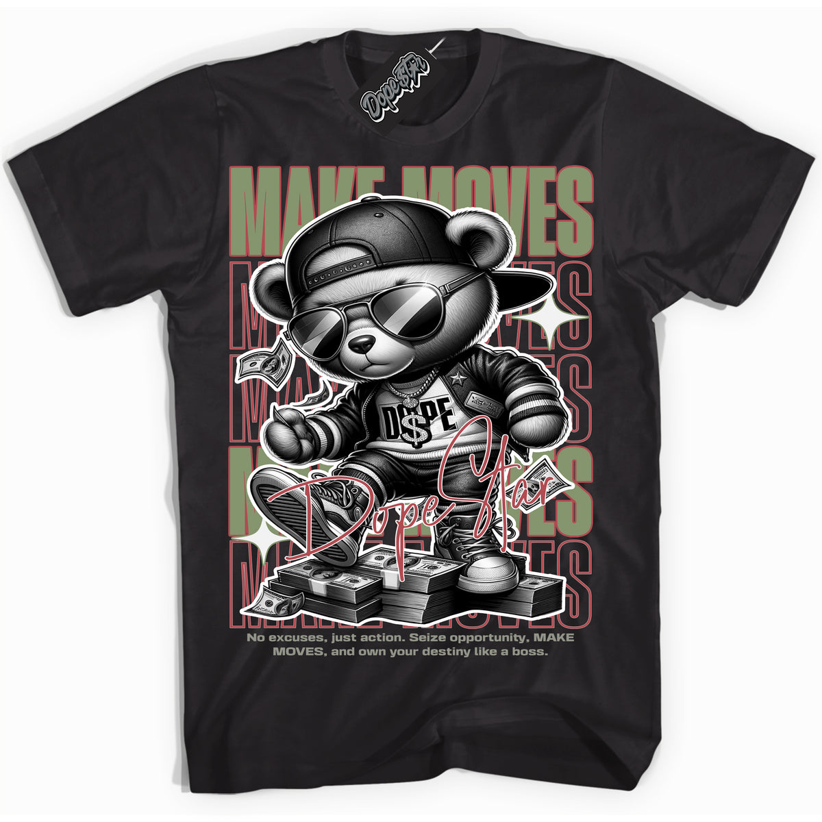Cool Black Shirt with “ Makin Moves” design that perfectly matches Year Of The Dragon 1s Sneakers.