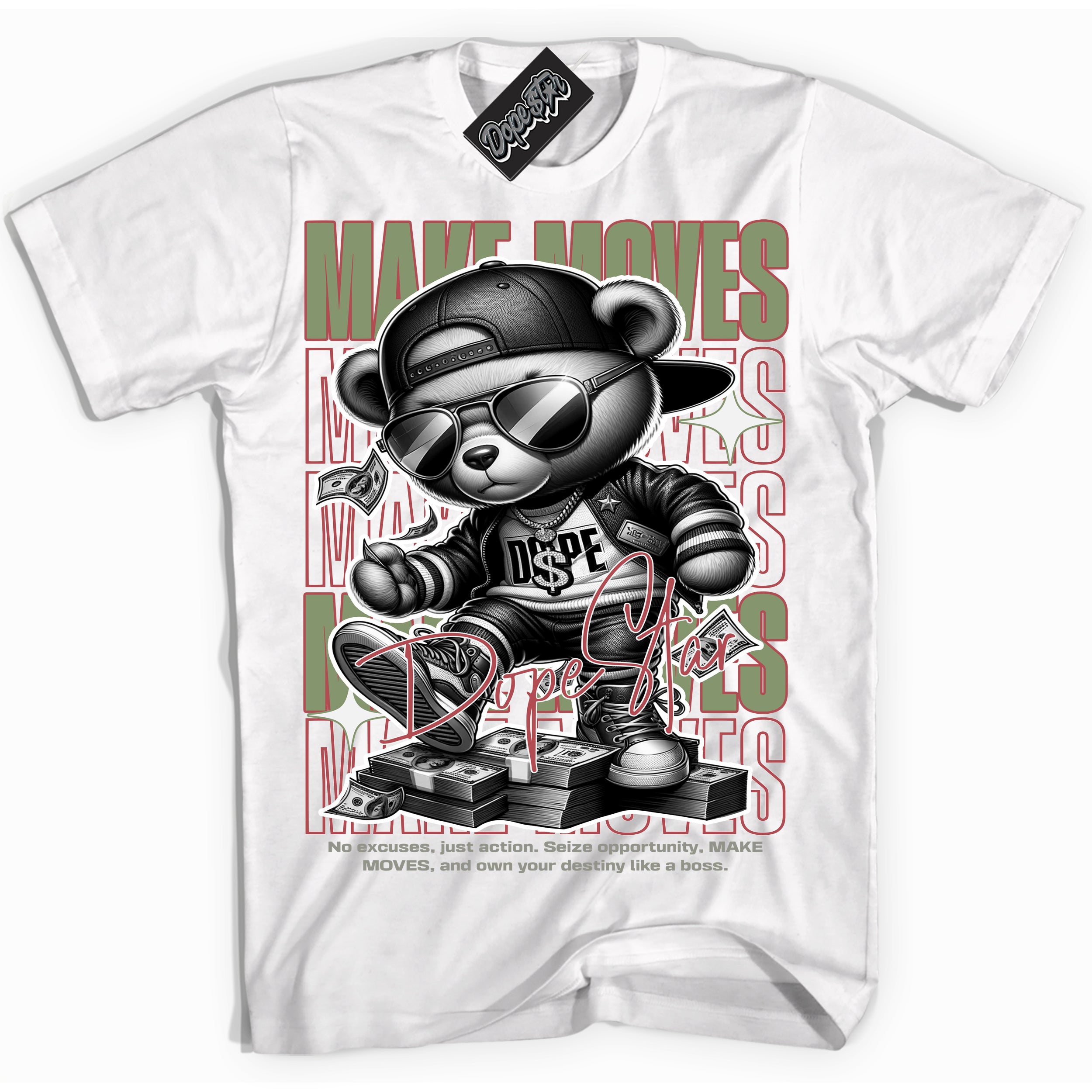 Cool White Shirt with “ Makin Moves” design that perfectly matches Year Of The Dragon 1s Sneakers.