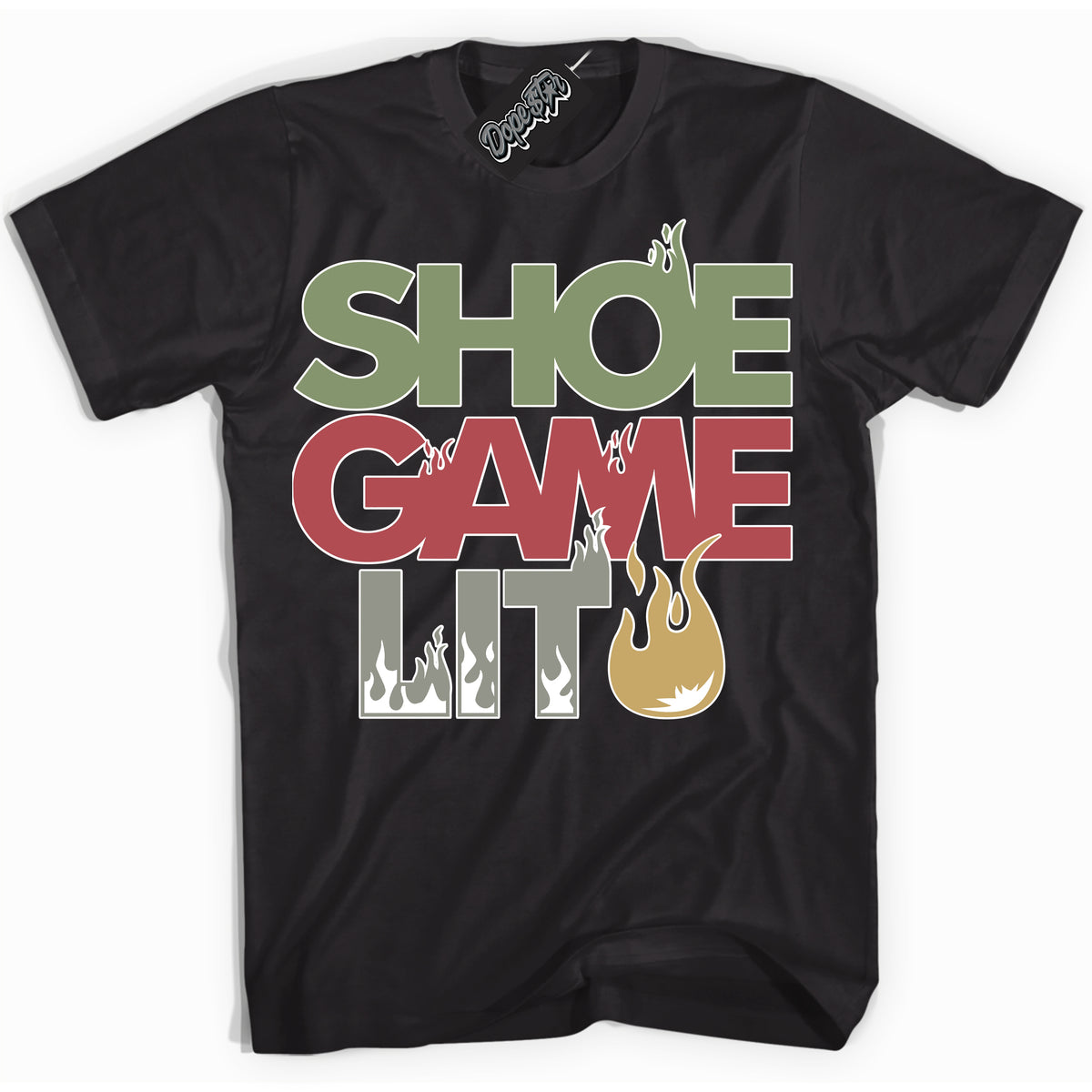 Cool Black Shirt with “ Shoe Game Lit ” design that perfectly matches Year Of The Dragon 1s Sneakers.