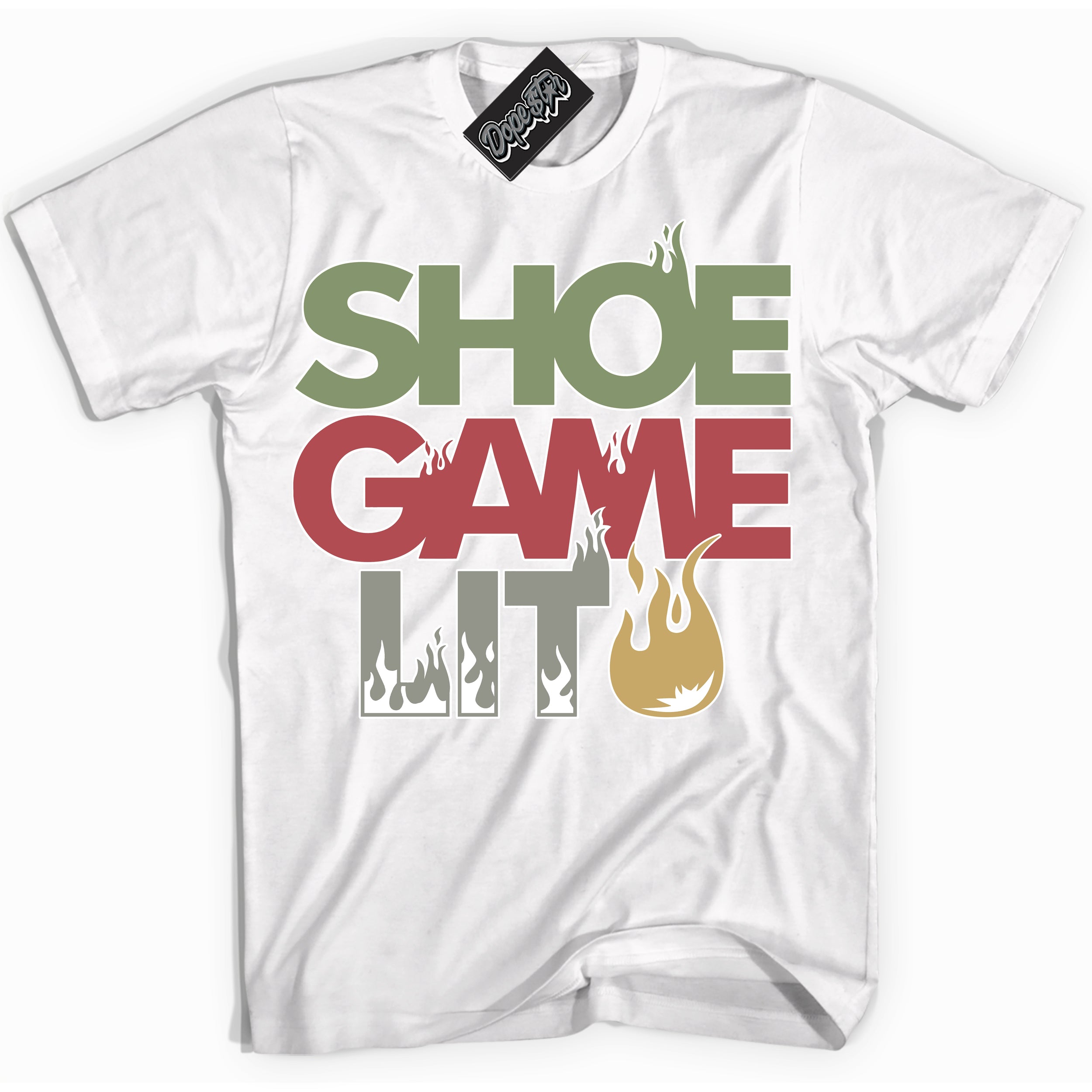 Cool White Shirt with “ Shoe Game Lit ” design that perfectly matches Year Of The Dragon 1s Sneakers.