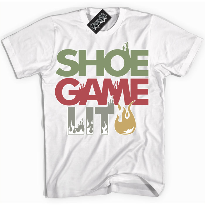 Cool White Shirt with “ Shoe Game Lit ” design that perfectly matches Year Of The Dragon 1s Sneakers.